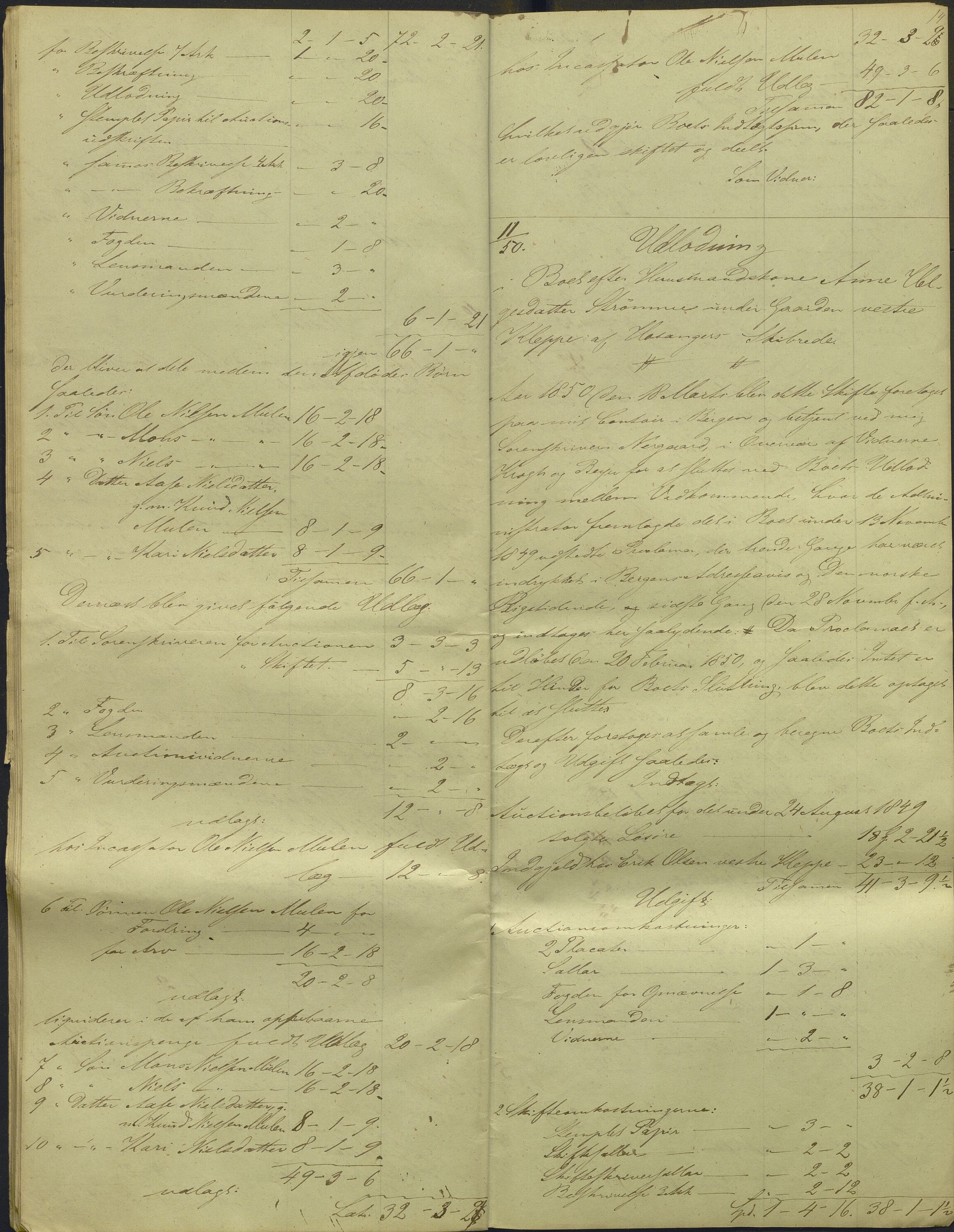 Nordhordland sorenskrivar, AV/SAB-A-2901/1/H/Hd/Hdb/L0001: Konsept til utlodningar, 1850-1852, p. 16