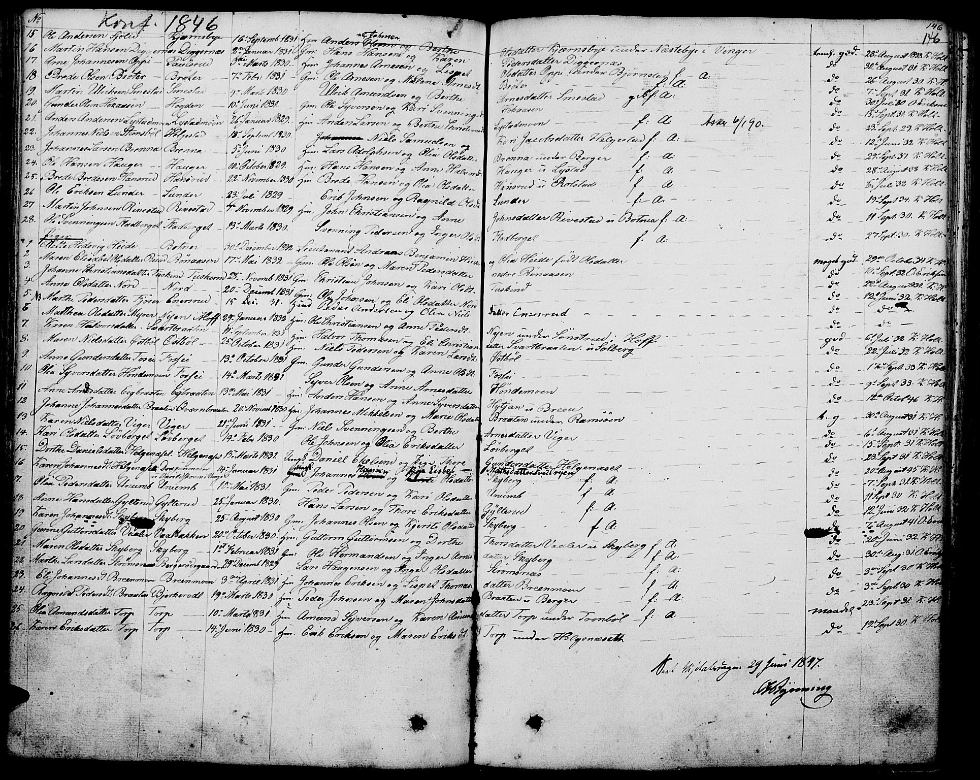 Grue prestekontor, AV/SAH-PREST-036/H/Ha/Haa/L0007: Parish register (official) no. 7, 1830-1847, p. 146