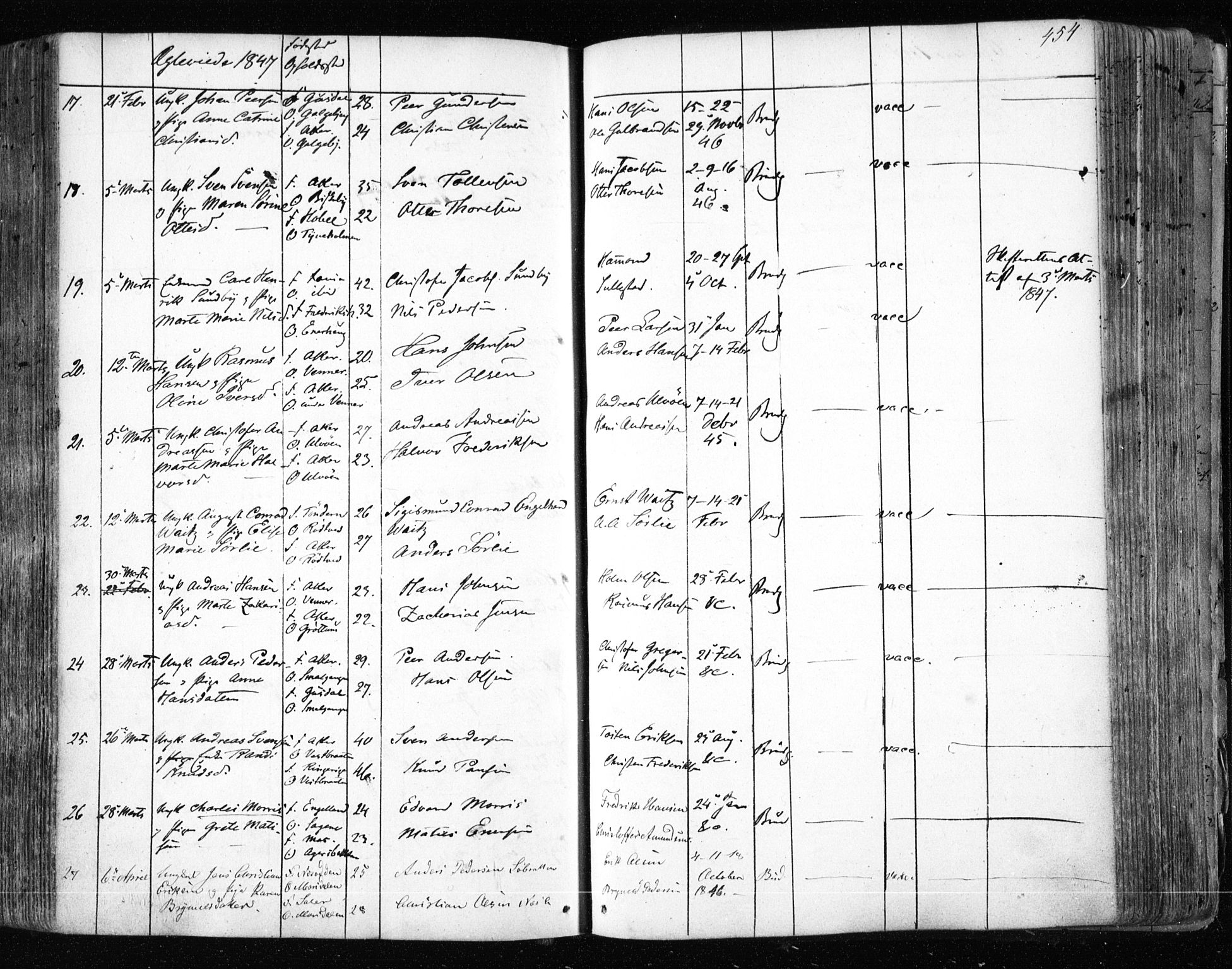 Aker prestekontor kirkebøker, SAO/A-10861/F/L0019: Parish register (official) no. 19, 1842-1852, p. 454