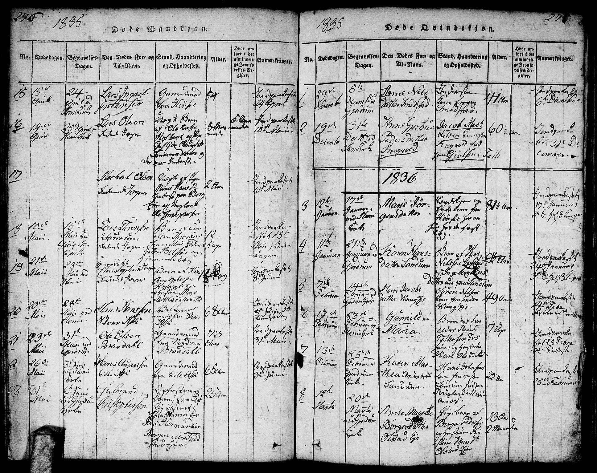 Gjerdrum prestekontor Kirkebøker, SAO/A-10412b/F/Fa/L0004: Parish register (official) no. I 4, 1816-1836, p. 276-277