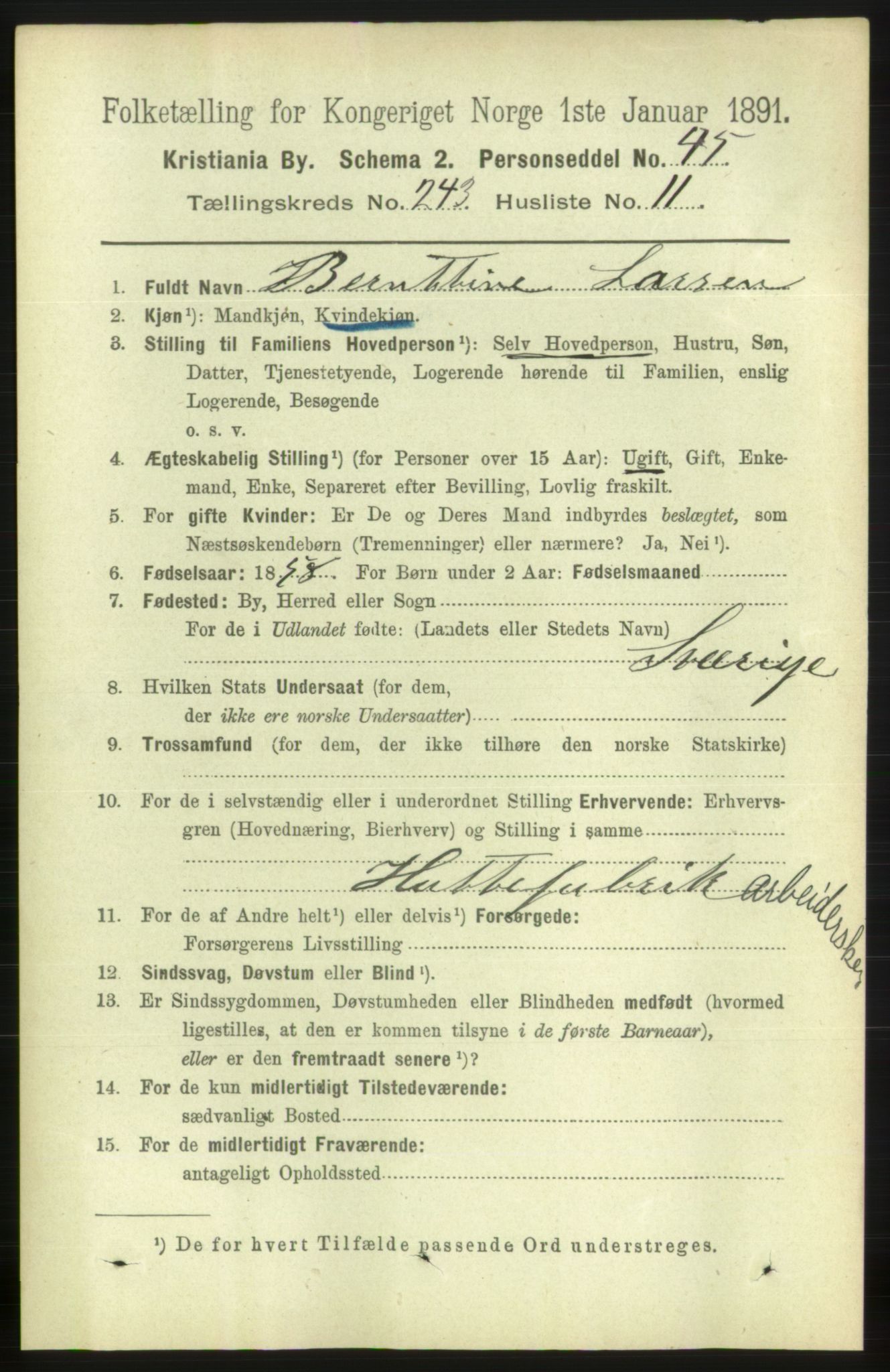 RA, 1891 census for 0301 Kristiania, 1891, p. 148028