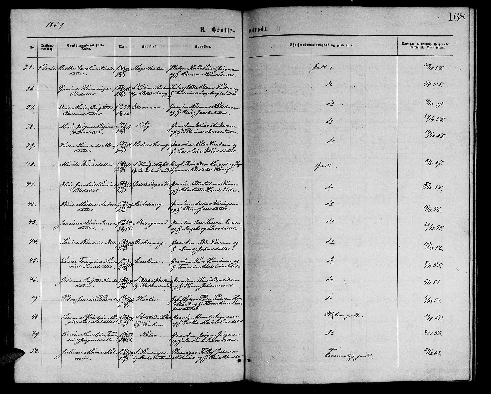 Ministerialprotokoller, klokkerbøker og fødselsregistre - Møre og Romsdal, AV/SAT-A-1454/528/L0428: Parish register (copy) no. 528C09, 1864-1880, p. 168