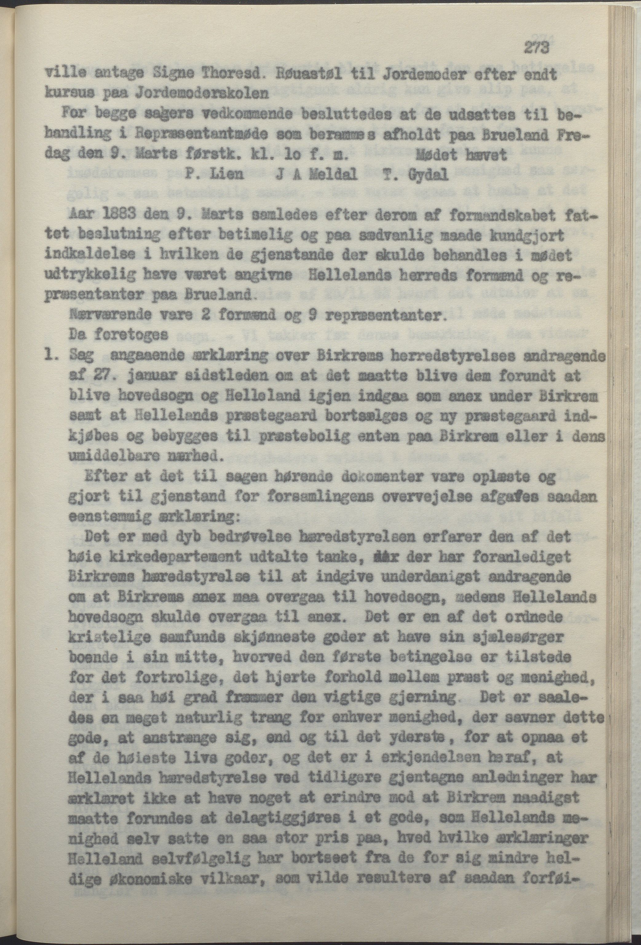 Helleland kommune - Formannskapet, IKAR/K-100479/A/Ab/L0002: Avskrift av møtebok, 1866-1887, p. 273