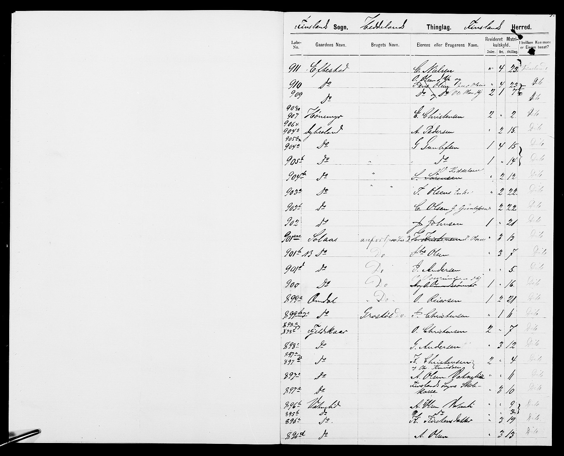 SAK, 1875 census for 1024P Bjelland, 1875, p. 734