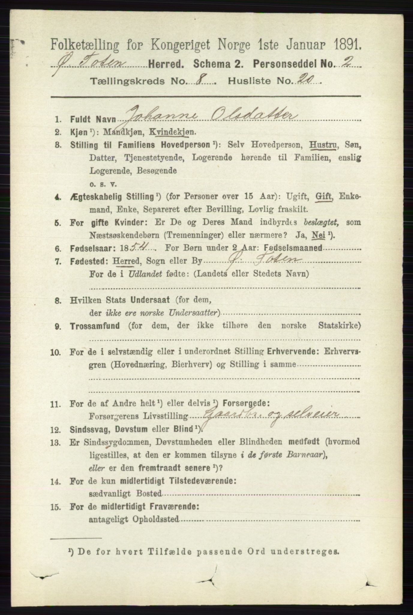 RA, 1891 census for 0528 Østre Toten, 1891, p. 5115