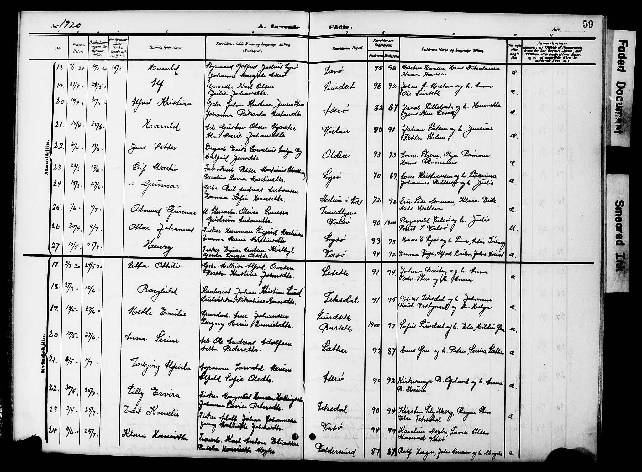 Ministerialprotokoller, klokkerbøker og fødselsregistre - Sør-Trøndelag, AV/SAT-A-1456/654/L0666: Parish register (copy) no. 654C02, 1901-1925, p. 59