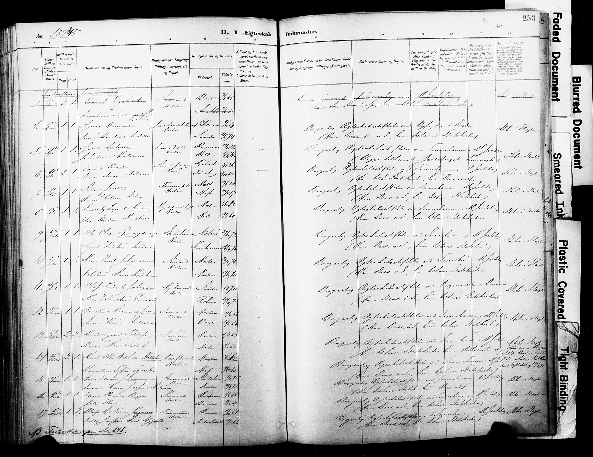 Horten kirkebøker, SAKO/A-348/F/Fa/L0004: Parish register (official) no. 4, 1888-1895, p. 253