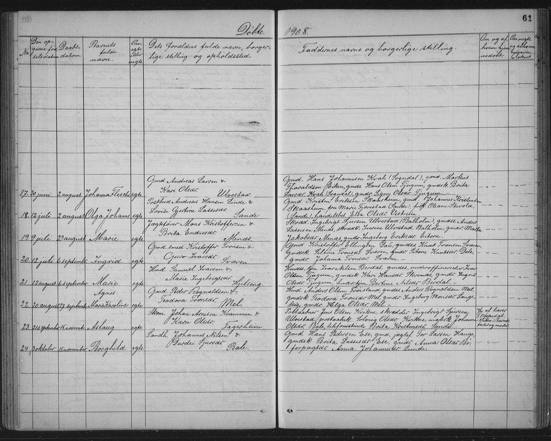 Balestrand sokneprestembete, SAB/A-79601/H/Hab/Haba/L0002: Parish register (copy) no. A 2, 1880-1919, p. 61