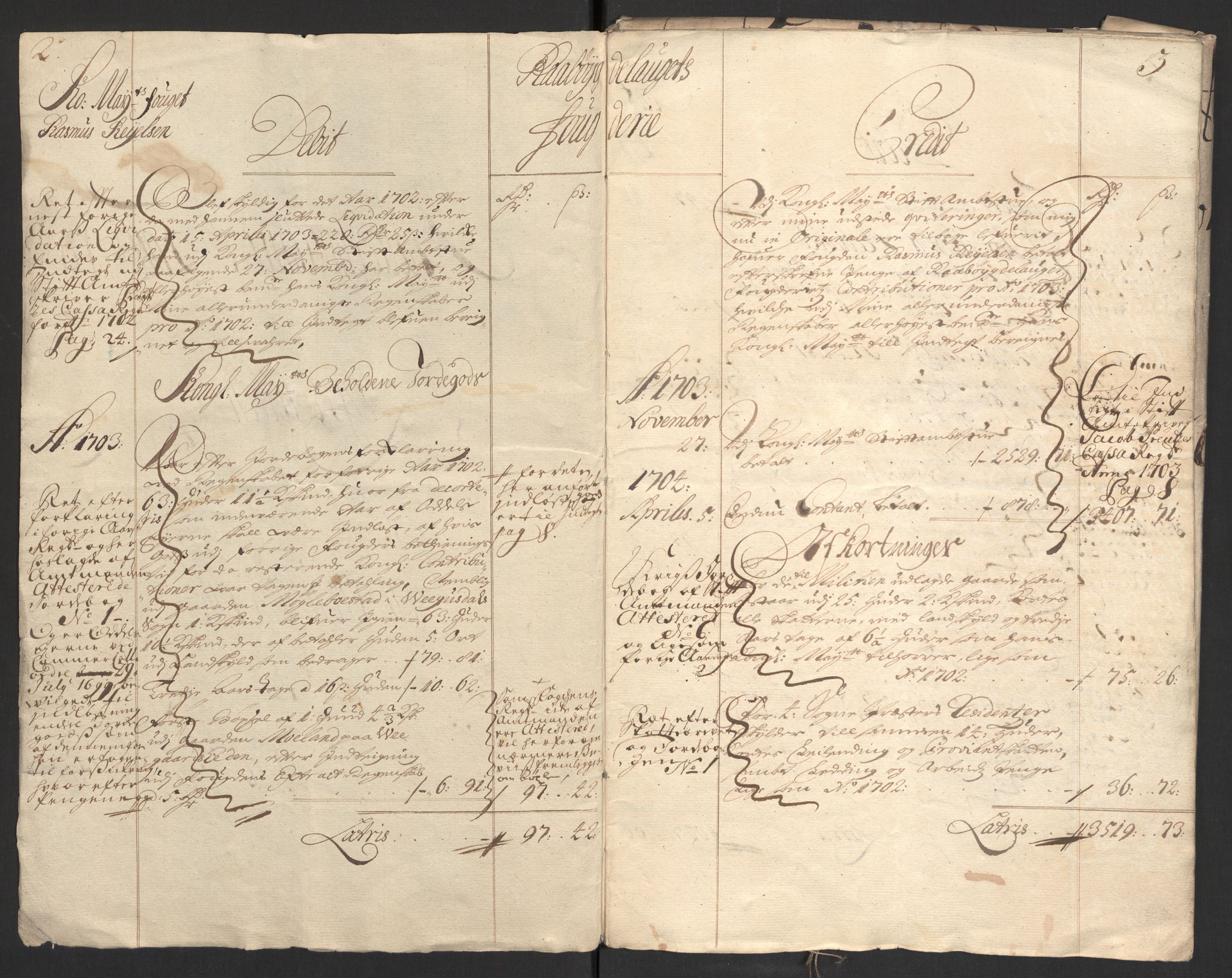 Rentekammeret inntil 1814, Reviderte regnskaper, Fogderegnskap, RA/EA-4092/R40/L2447: Fogderegnskap Råbyggelag, 1703-1705, p. 4