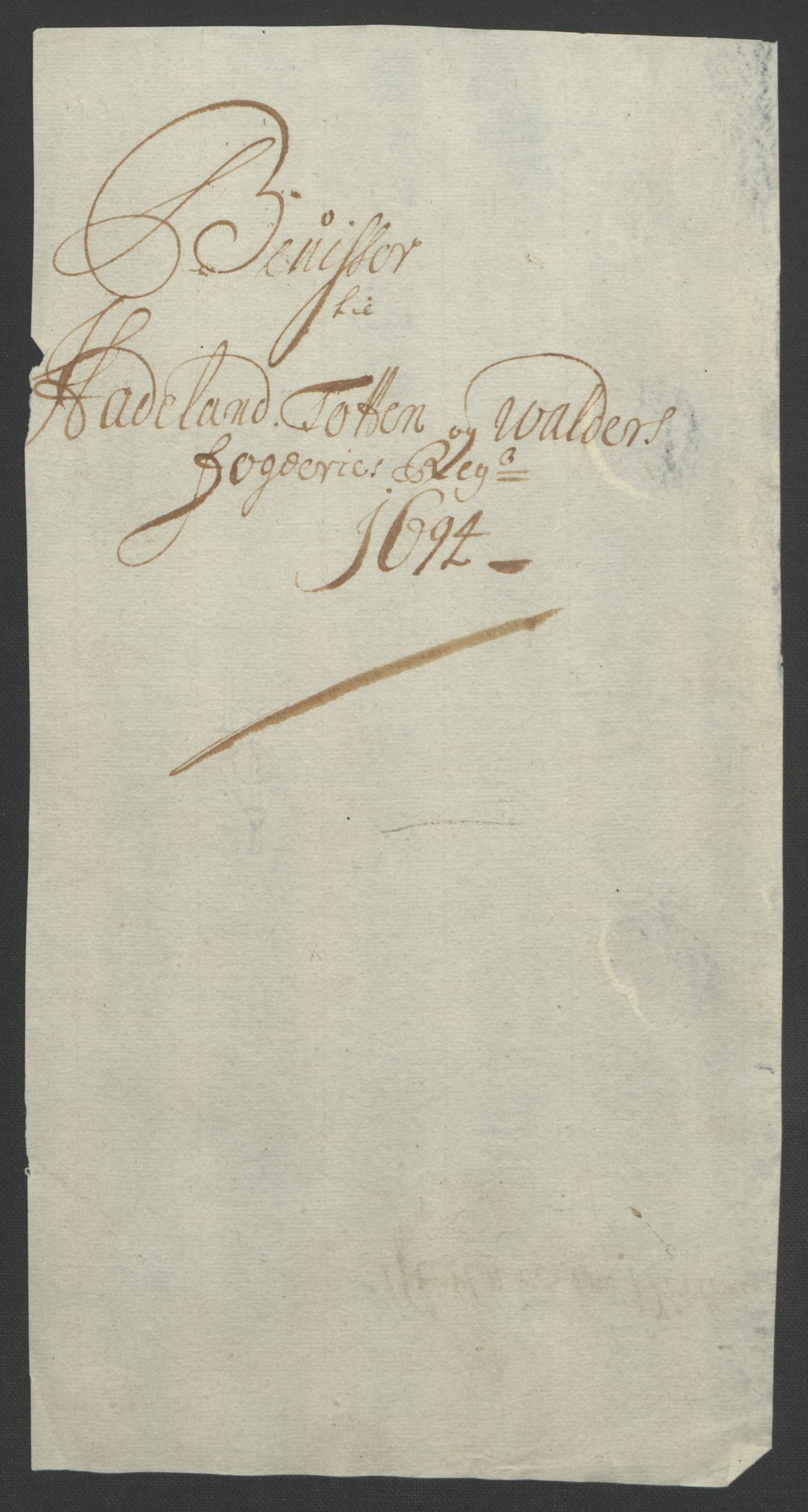 Rentekammeret inntil 1814, Reviderte regnskaper, Fogderegnskap, AV/RA-EA-4092/R18/L1292: Fogderegnskap Hadeland, Toten og Valdres, 1693-1694, p. 207