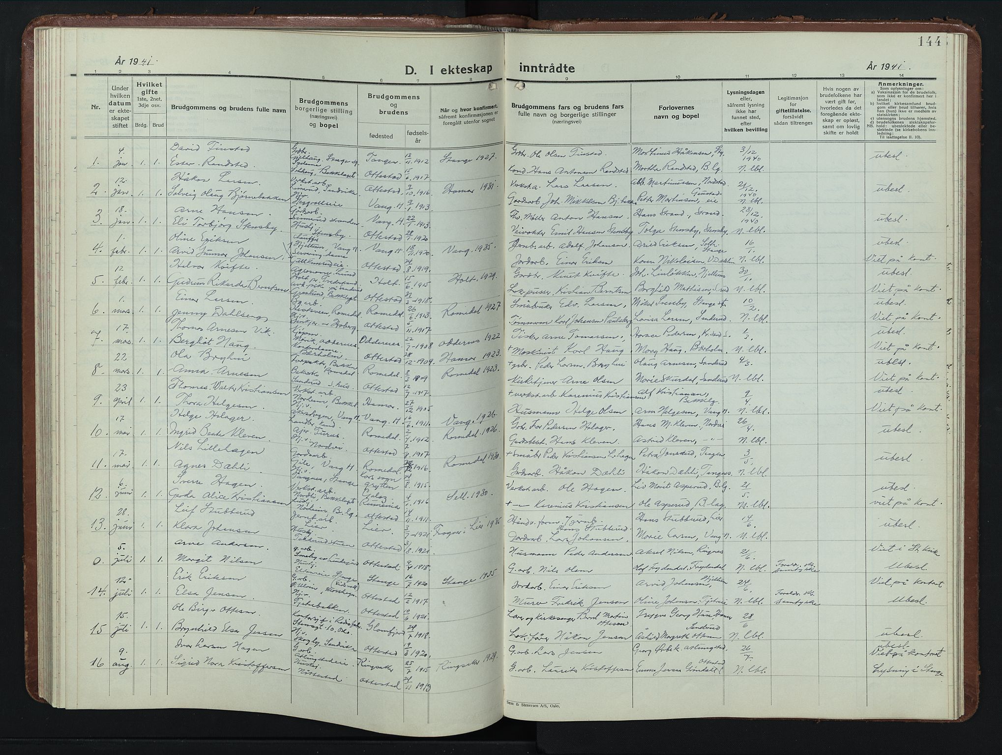 Stange prestekontor, SAH/PREST-002/L/L0019: Parish register (copy) no. 19, 1929-1947, p. 144