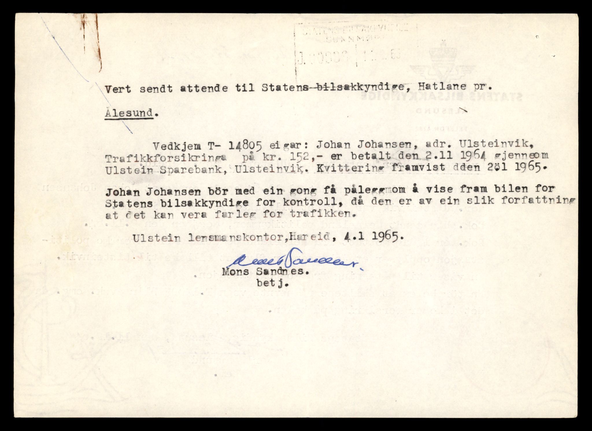 Møre og Romsdal vegkontor - Ålesund trafikkstasjon, AV/SAT-A-4099/F/Fe/L0048: Registreringskort for kjøretøy T 14721 - T 14863, 1927-1998, p. 1804