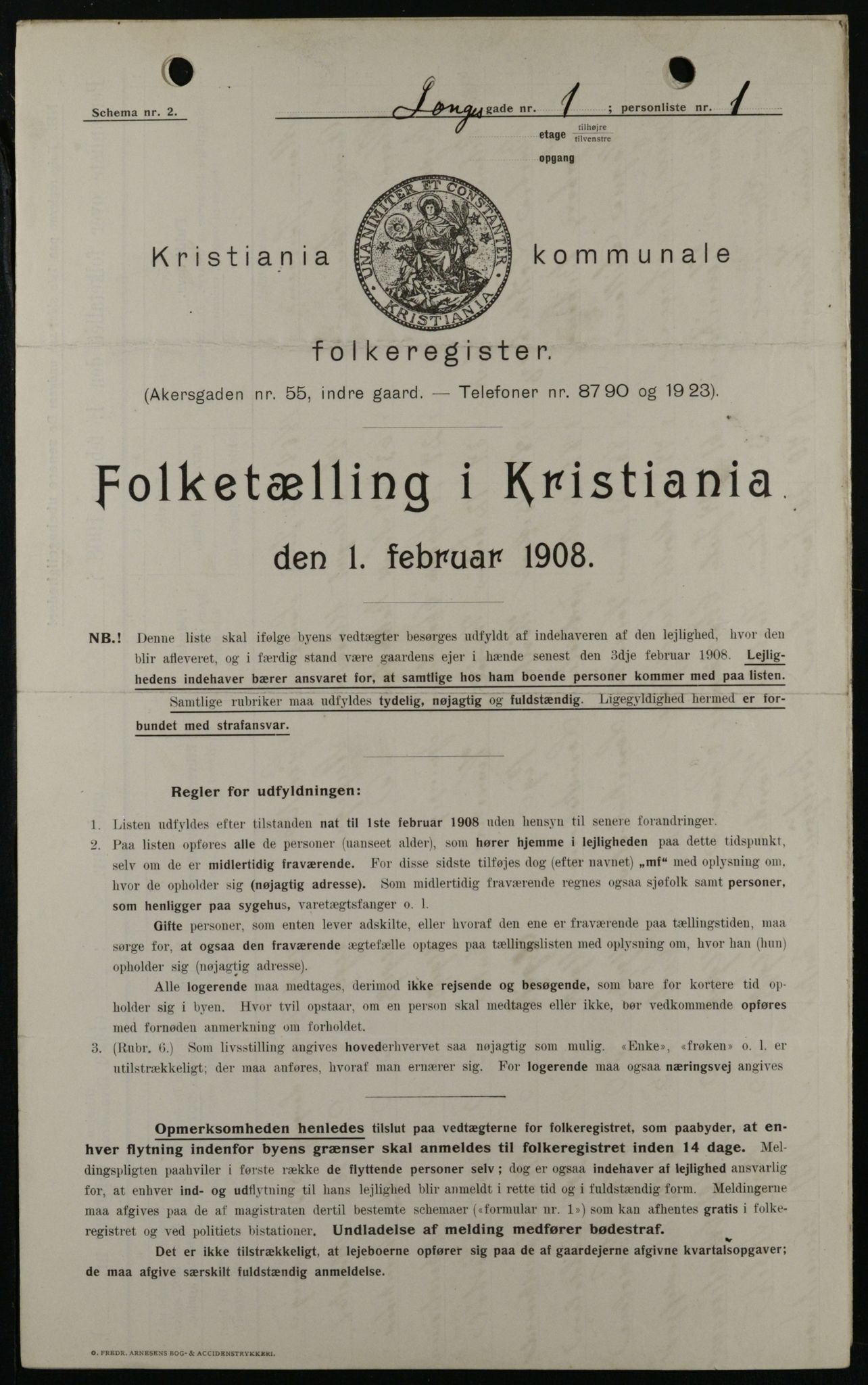 OBA, Municipal Census 1908 for Kristiania, 1908, p. 50513