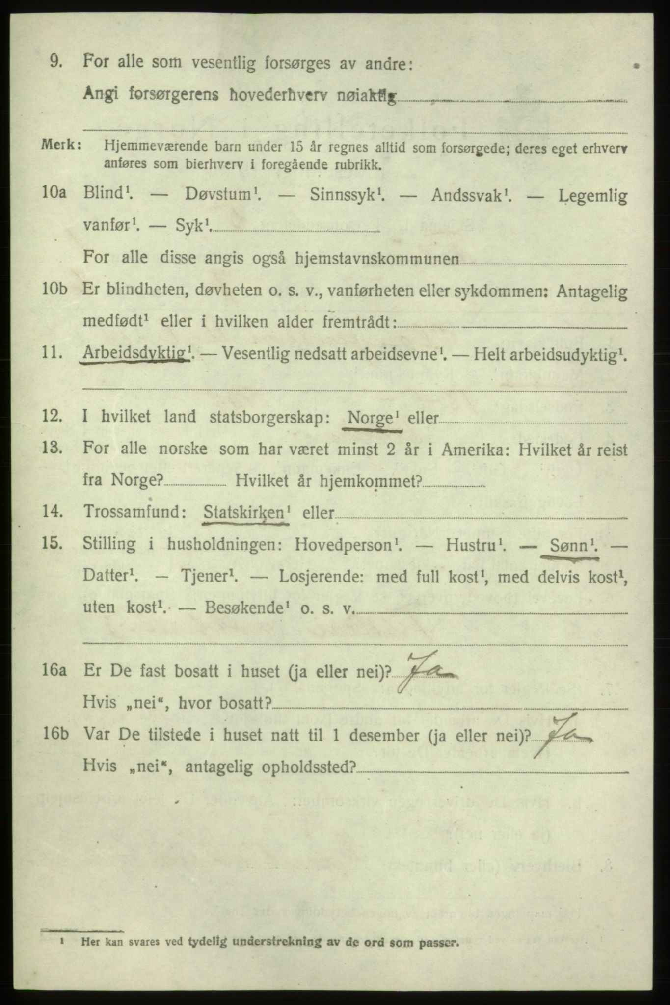 SAB, 1920 census for Fitjar, 1920, p. 1529