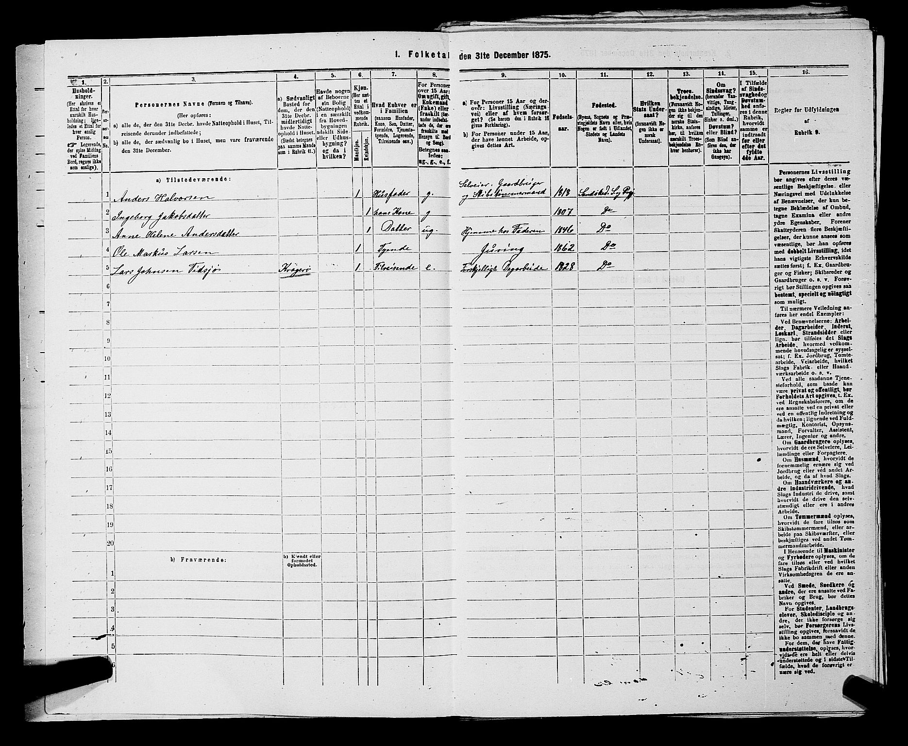 SAKO, 1875 census for 0816P Sannidal, 1875, p. 546