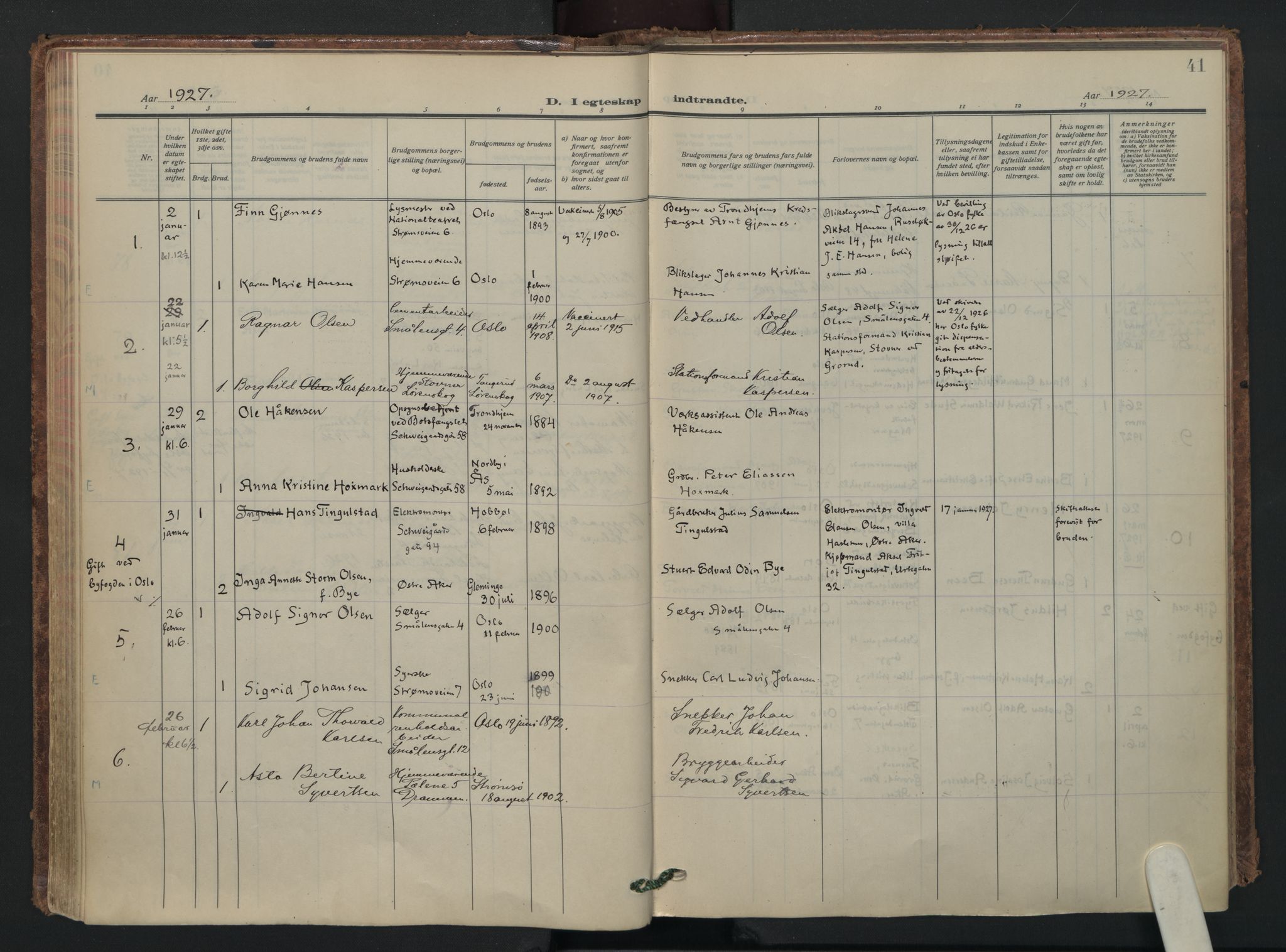 Vålerengen prestekontor Kirkebøker, AV/SAO-A-10878/F/Fa/L0005: Parish register (official) no. 5, 1924-1936, p. 41
