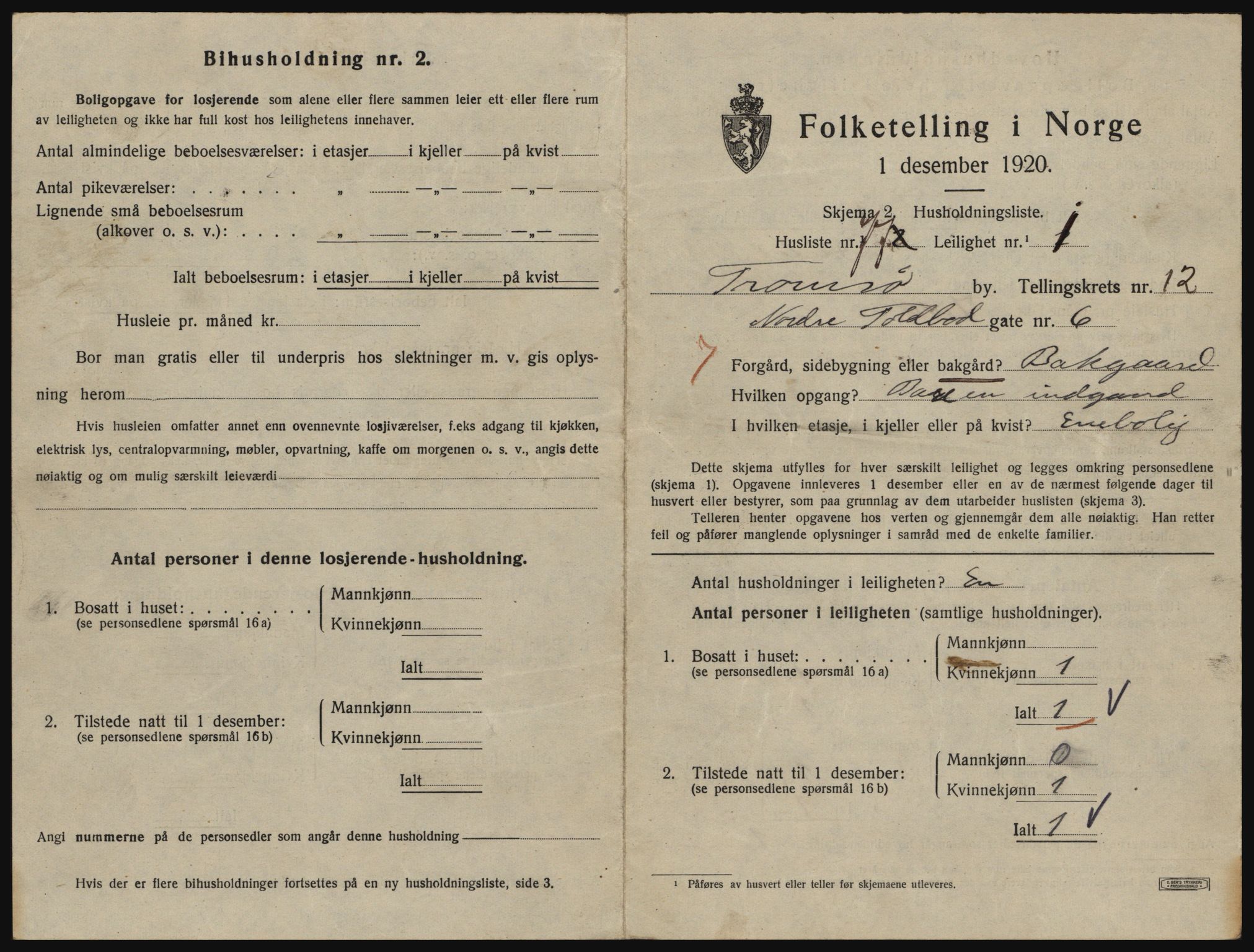 SATØ, 1920 census for Tromsø, 1920, p. 6161