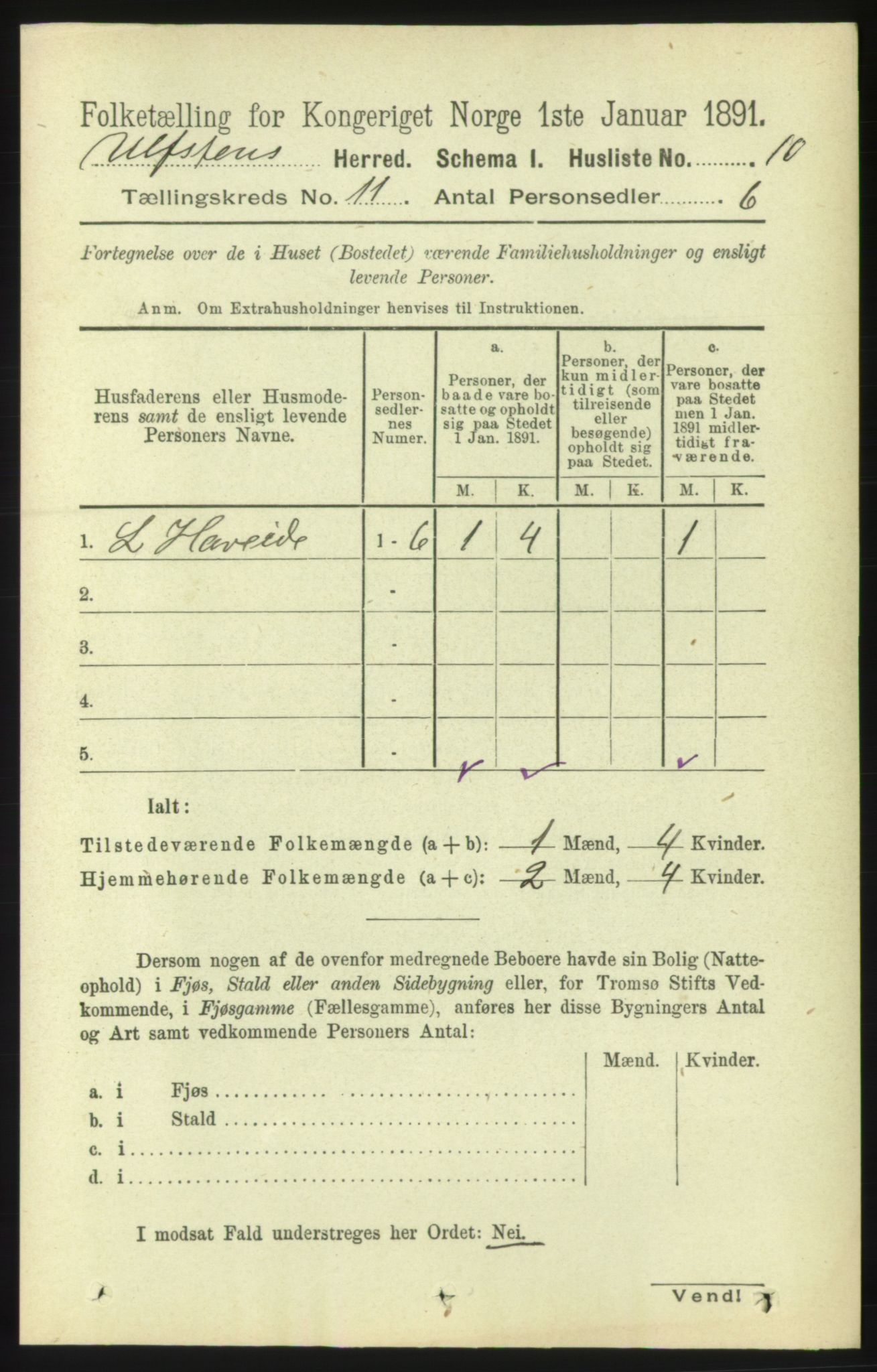 RA, 1891 census for 1516 Ulstein, 1891, p. 3403