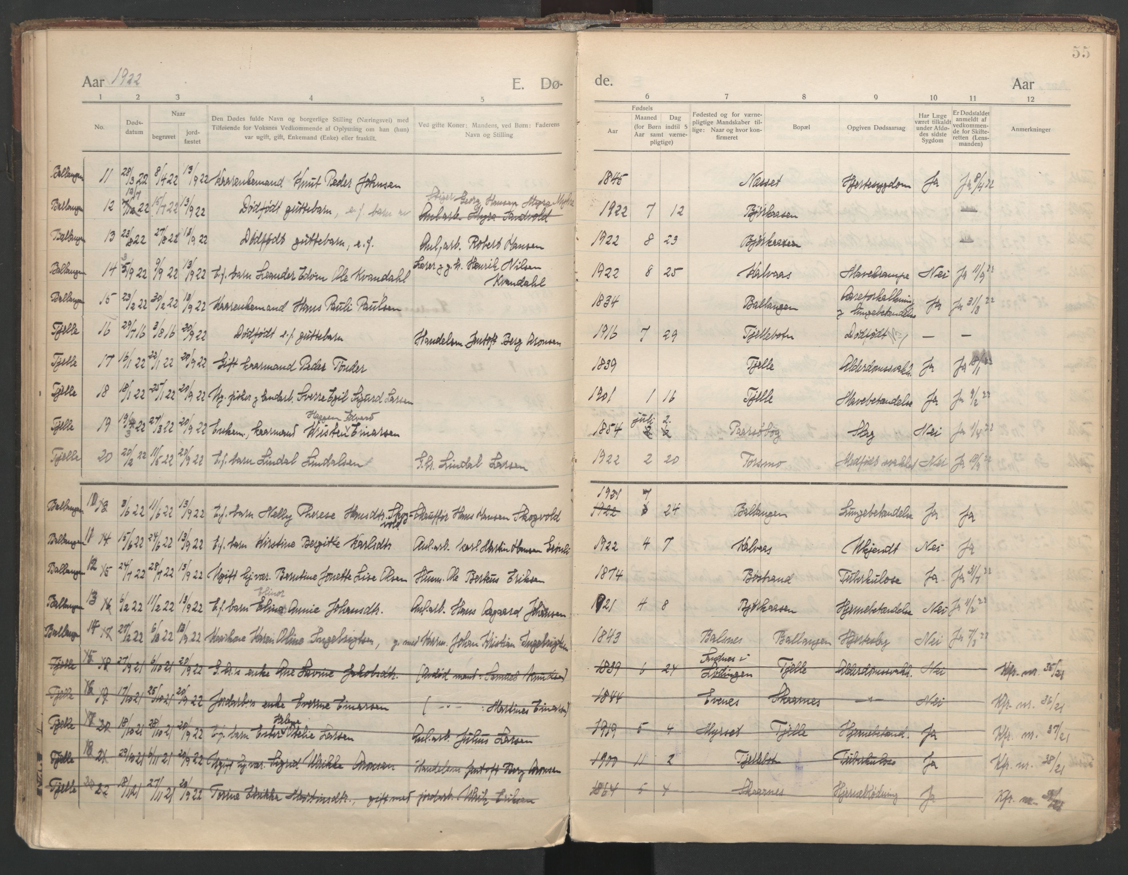 Ministerialprotokoller, klokkerbøker og fødselsregistre - Nordland, AV/SAT-A-1459/863/L0903: Parish register (official) no. 863A15, 1907-1937, p. 55