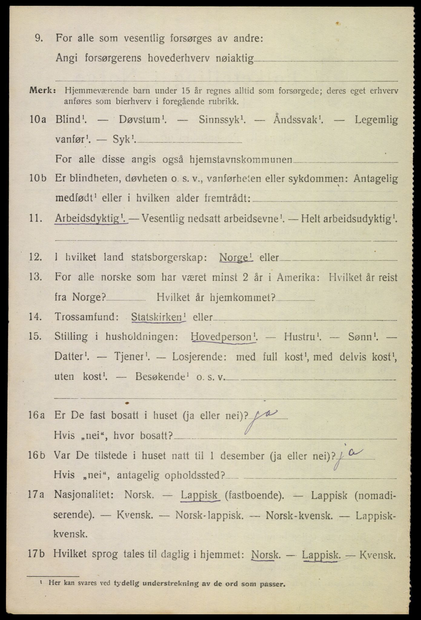 SAT, 1920 census for Ankenes, 1920, p. 2612