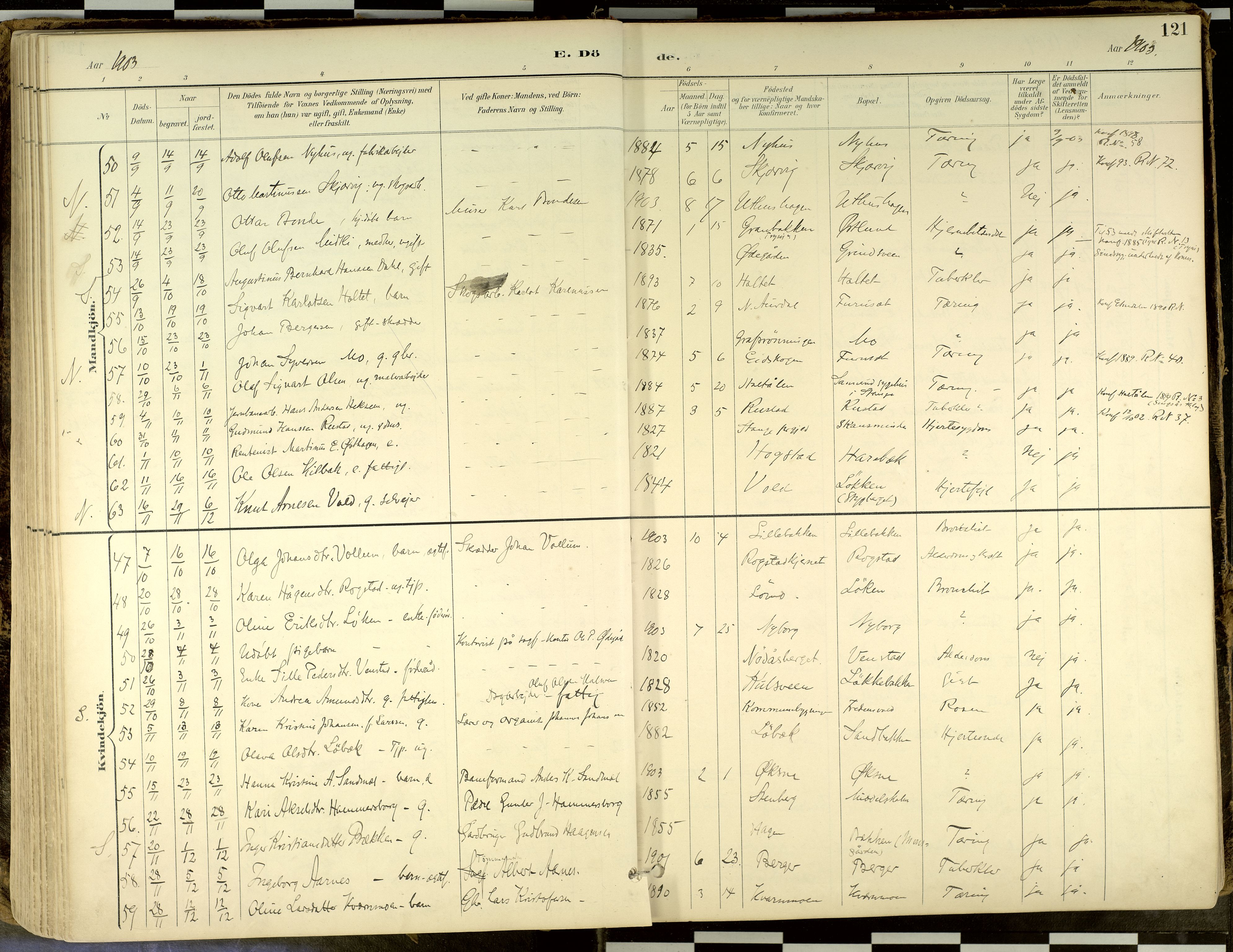 Elverum prestekontor, SAH/PREST-044/H/Ha/Haa/L0018: Parish register (official) no. 18, 1894-1914, p. 121