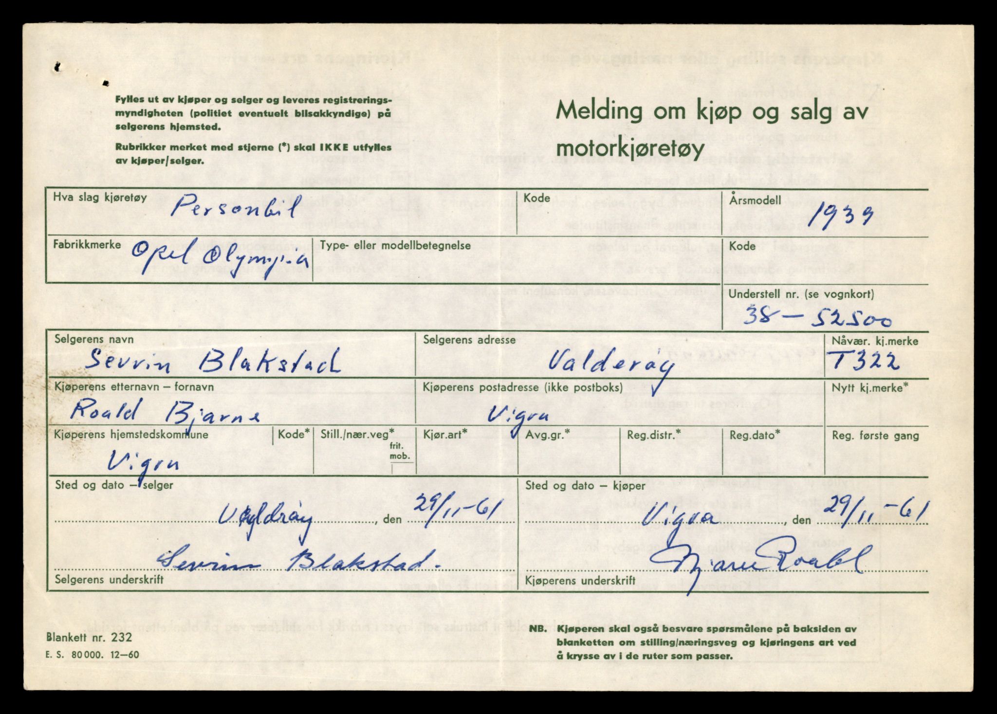 Møre og Romsdal vegkontor - Ålesund trafikkstasjon, SAT/A-4099/F/Fe/L0003: Registreringskort for kjøretøy T 232 - T 340, 1927-1998, p. 2856