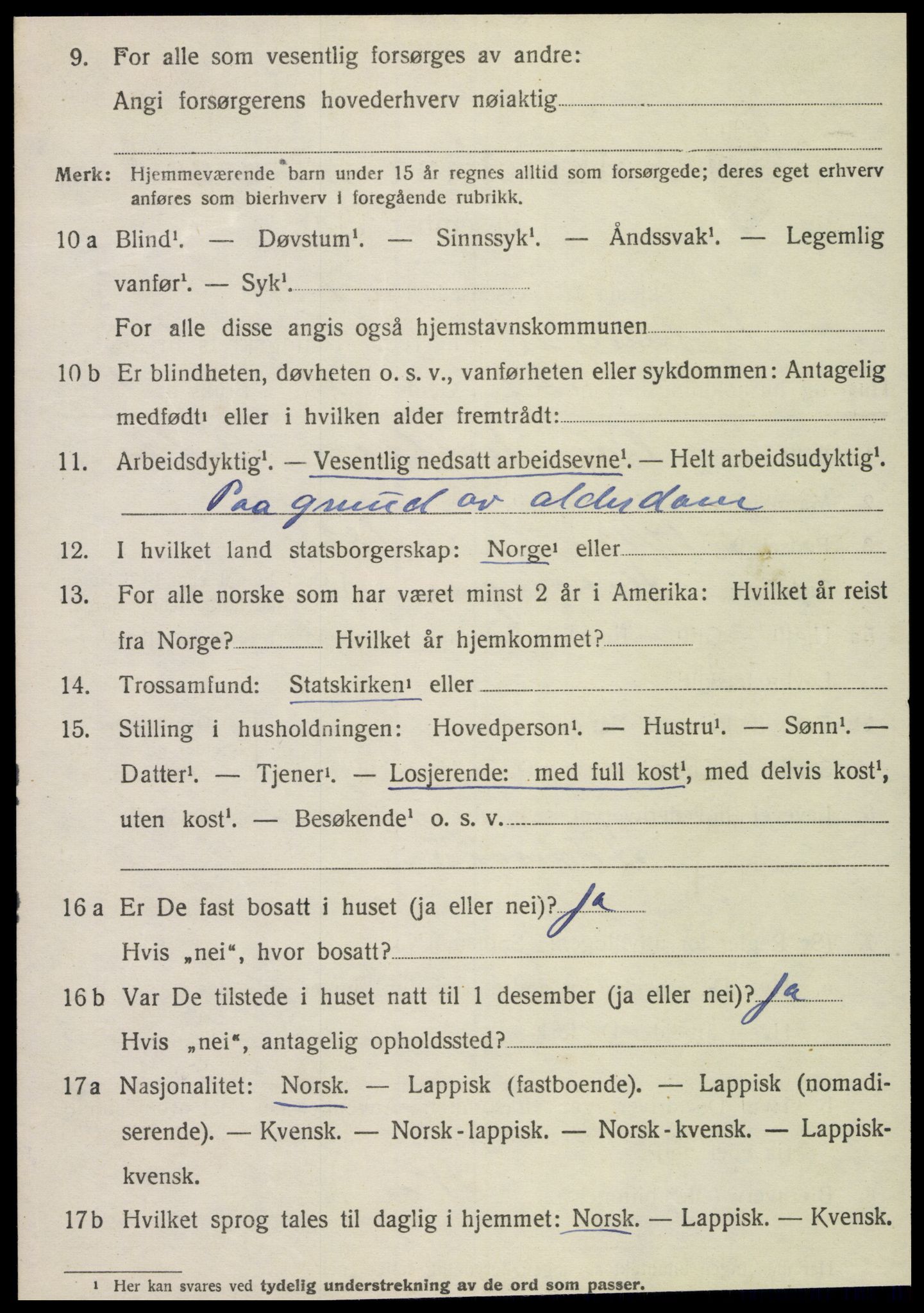 SAT, 1920 census for Flatanger, 1920, p. 1465