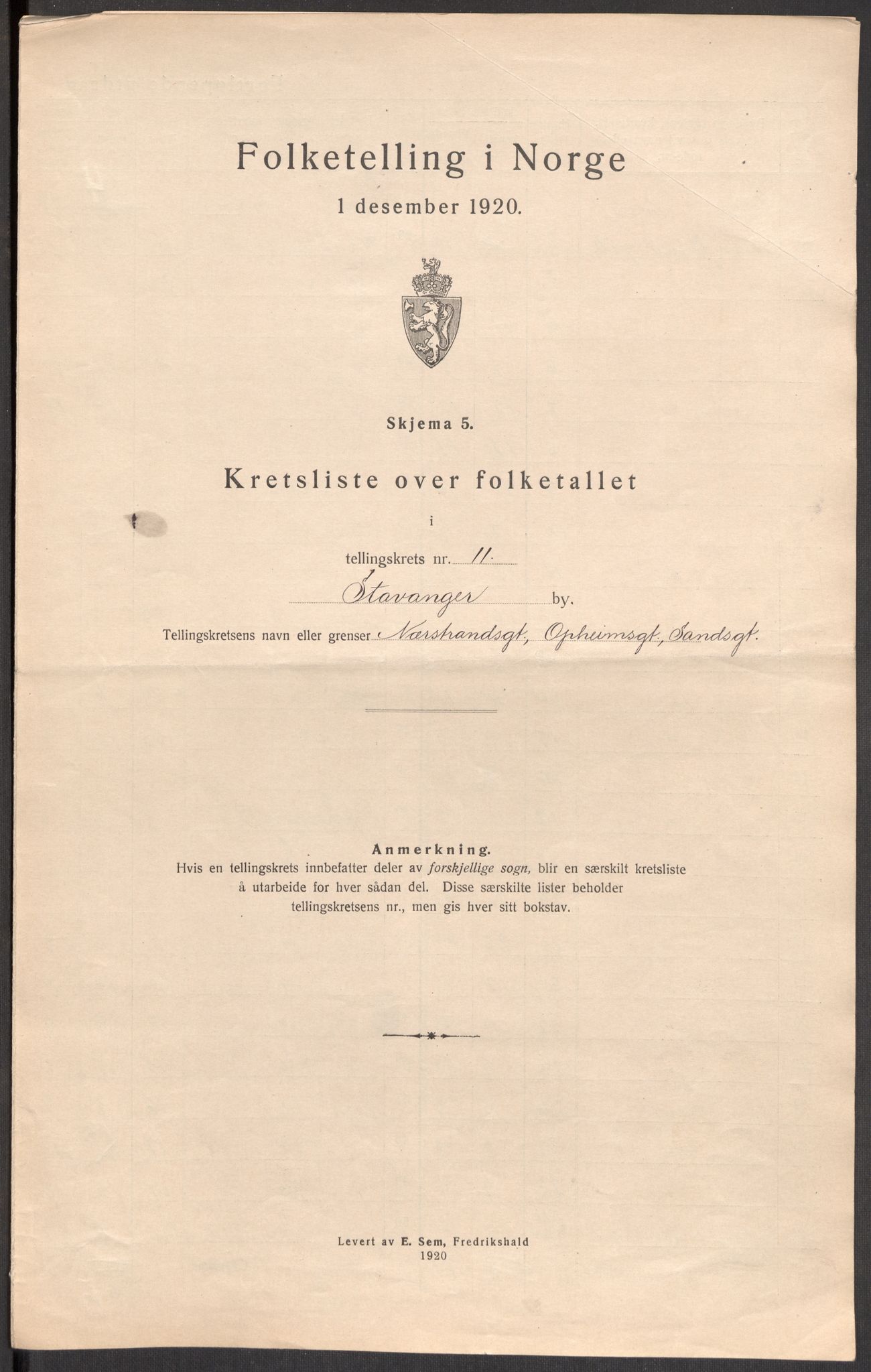 SAST, 1920 census for Stavanger, 1920, p. 37