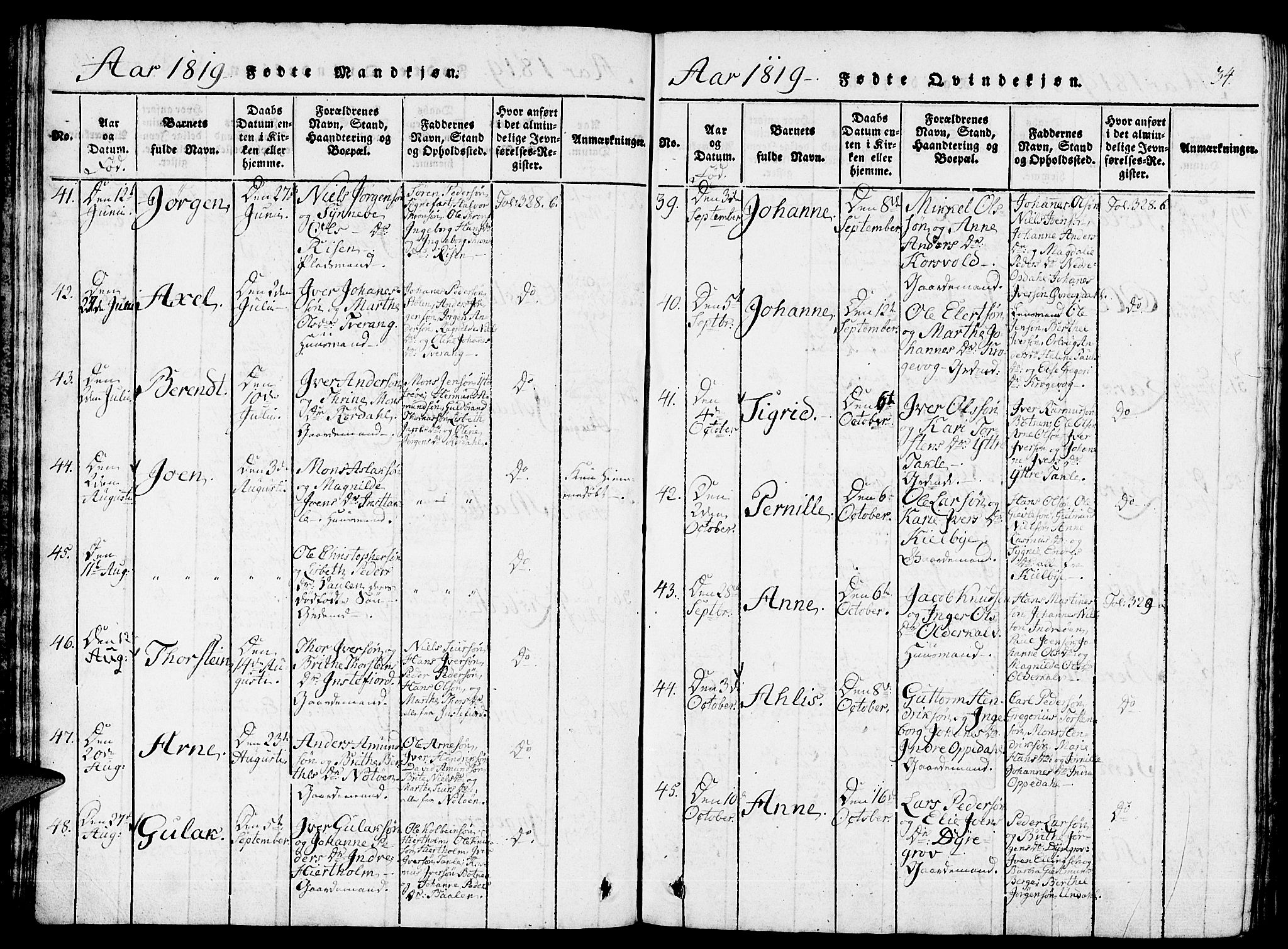 Gulen sokneprestembete, SAB/A-80201/H/Haa/Haaa/L0018: Parish register (official) no. A 18, 1816-1825, p. 34