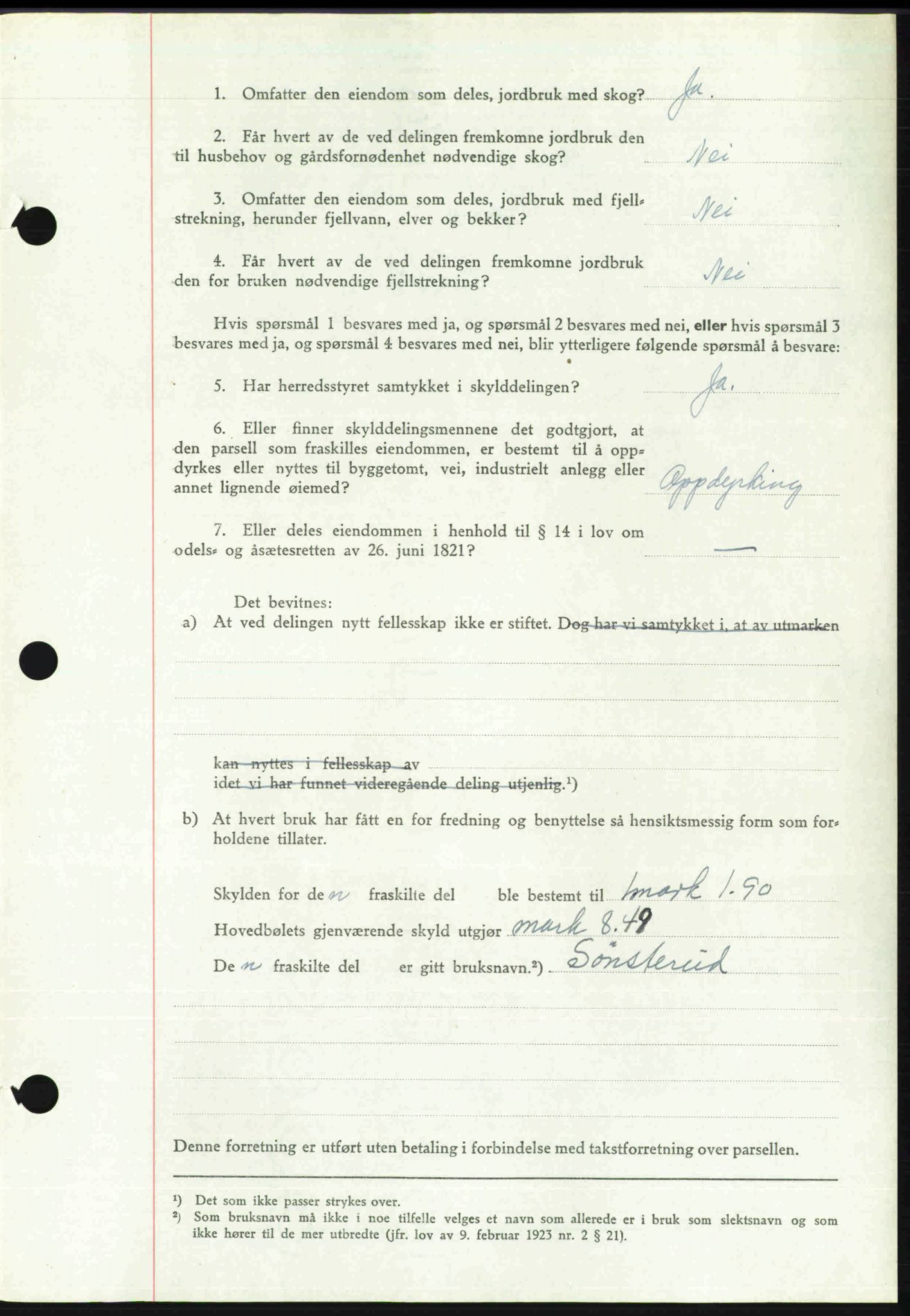 Toten tingrett, SAH/TING-006/H/Hb/Hbc/L0020: Mortgage book no. Hbc-20, 1948-1948, Diary no: : 3354/1948