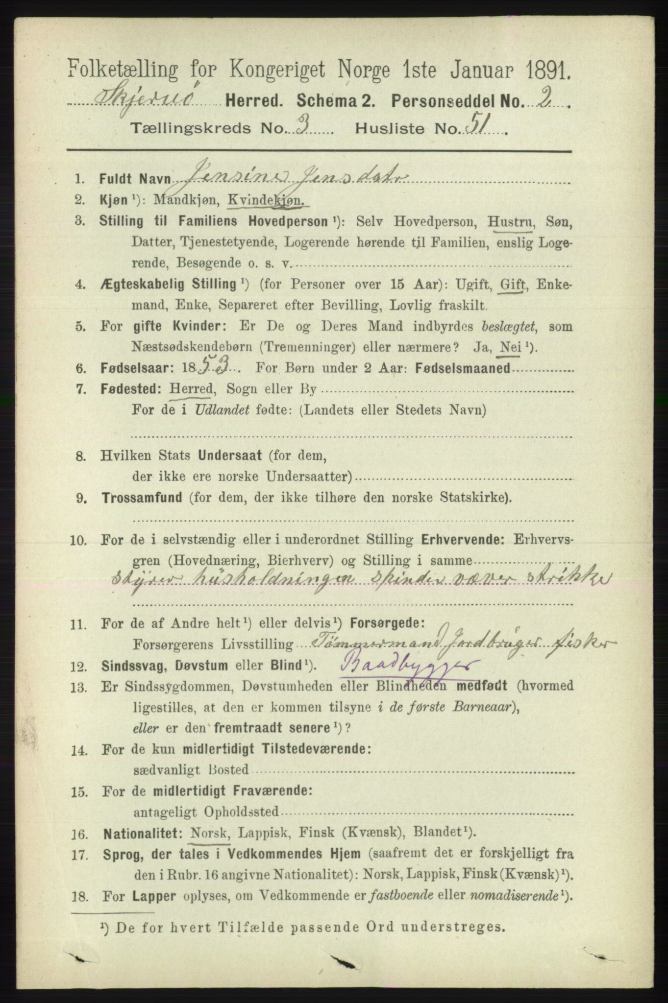 RA, 1891 census for 1941 Skjervøy, 1891, p. 2216