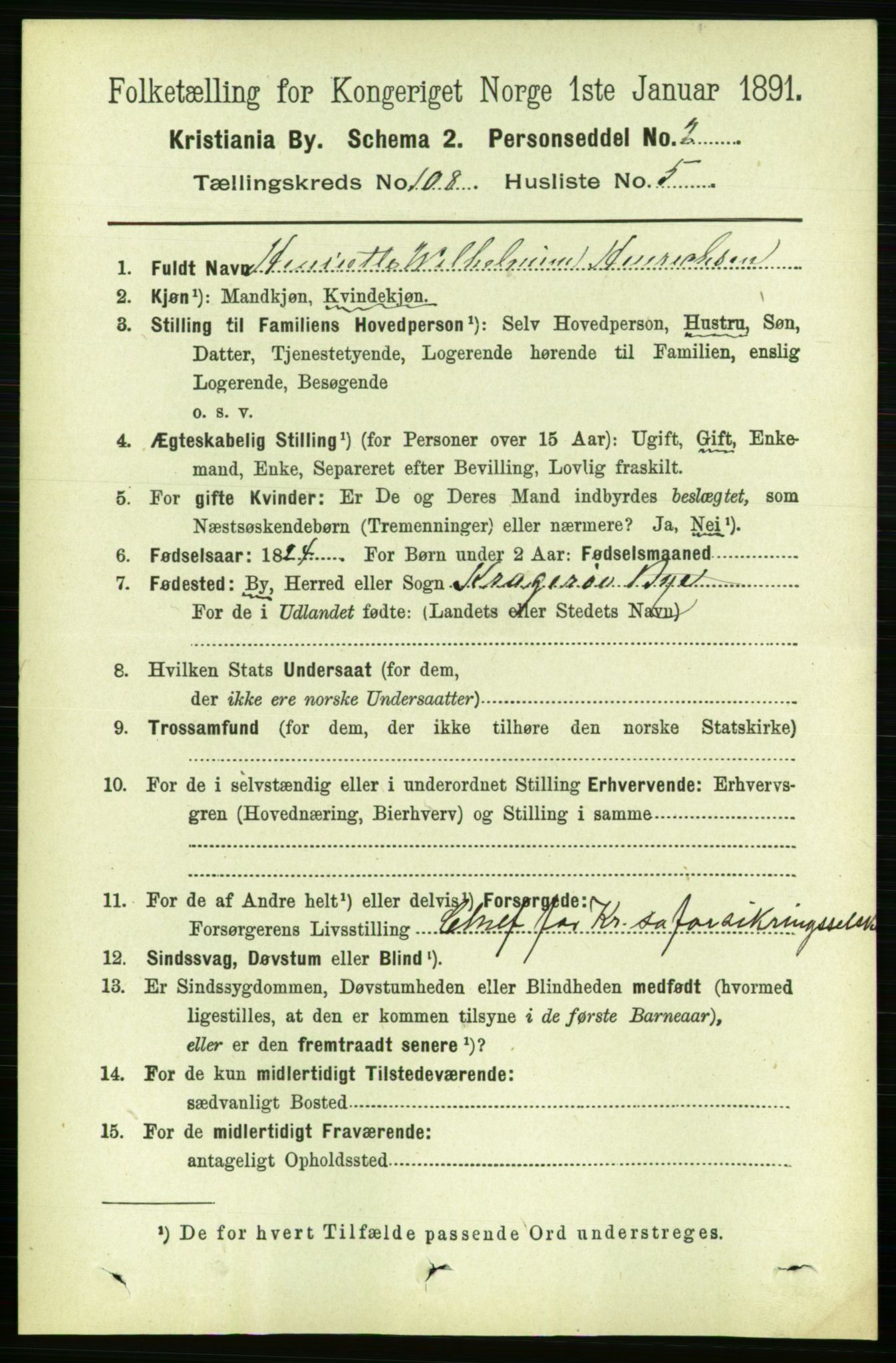 RA, 1891 census for 0301 Kristiania, 1891, p. 55619