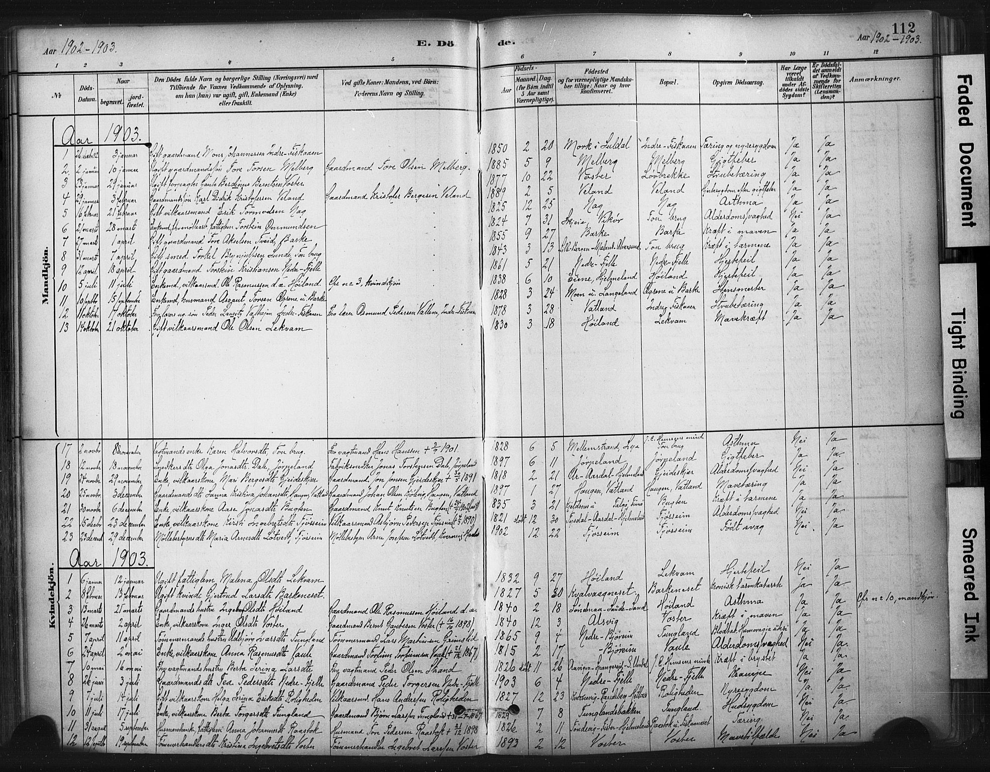 Strand sokneprestkontor, AV/SAST-A-101828/H/Ha/Haa/L0010: Parish register (official) no. A 10, 1882-1929, p. 112