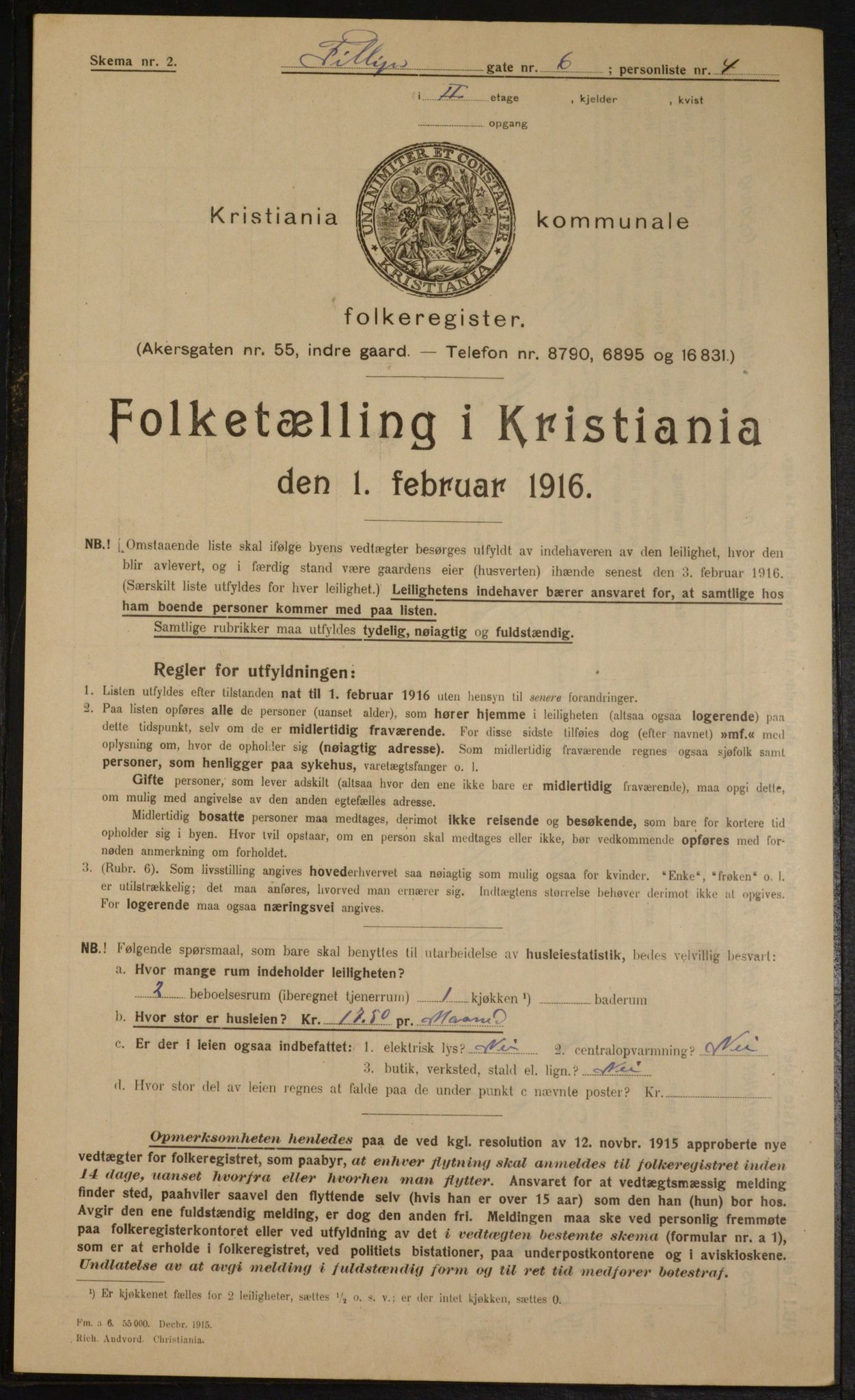 OBA, Municipal Census 1916 for Kristiania, 1916, p. 24644