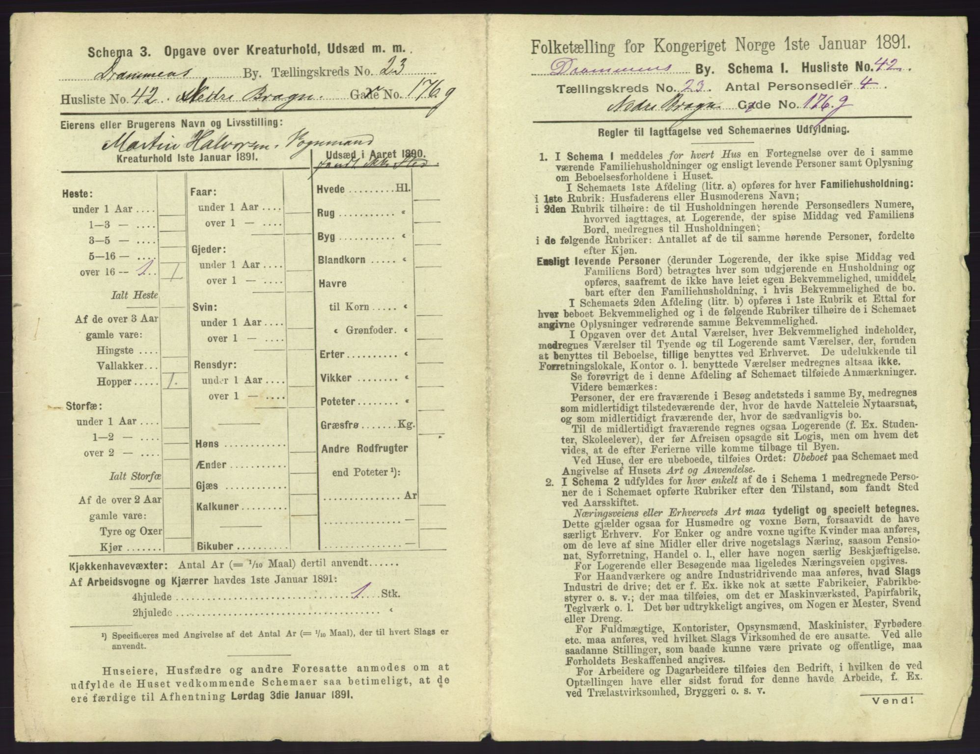 RA, 1891 census for 0602 Drammen, 1891, p. 1991