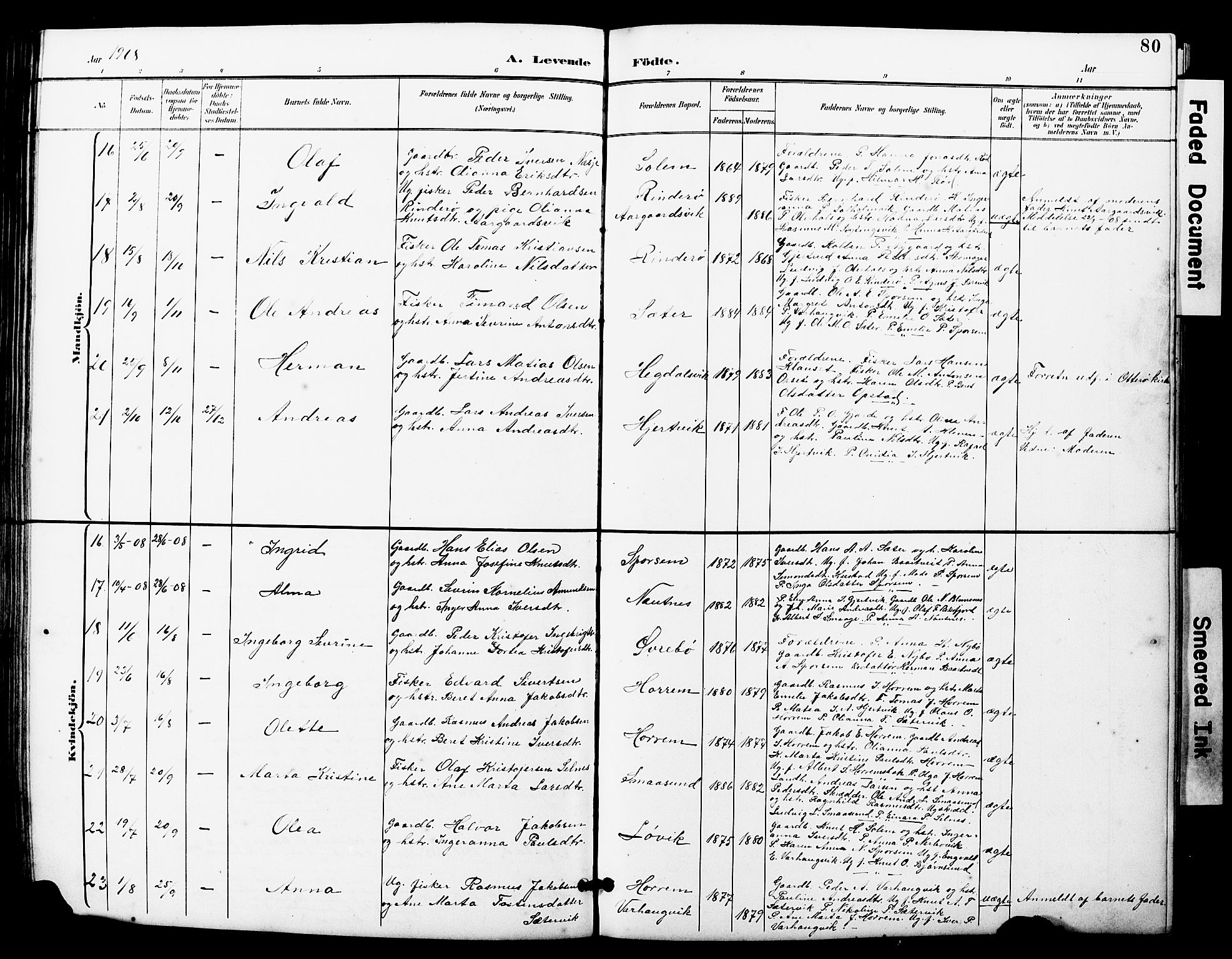 Ministerialprotokoller, klokkerbøker og fødselsregistre - Møre og Romsdal, AV/SAT-A-1454/560/L0725: Parish register (copy) no. 560C02, 1895-1930, p. 80