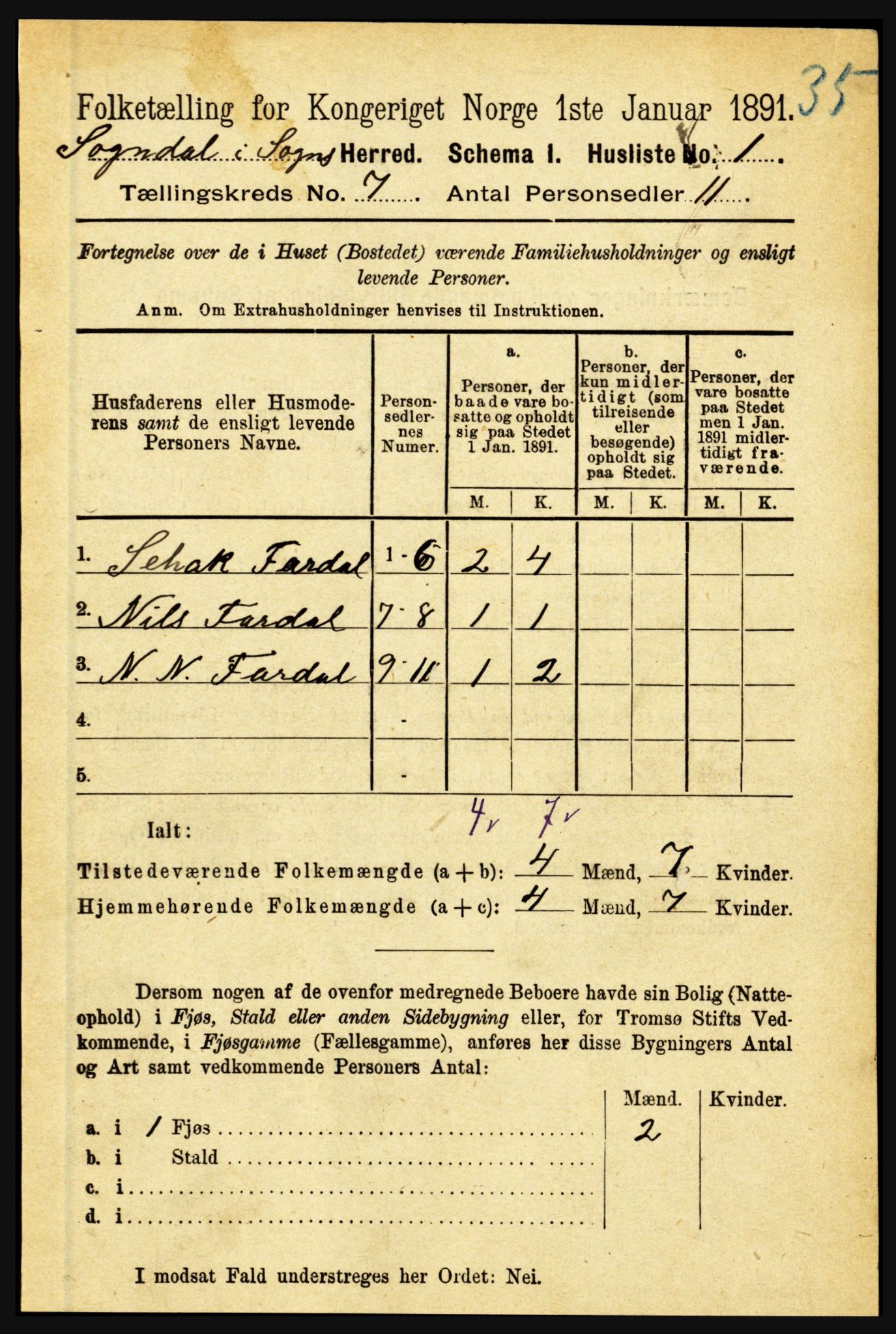 RA, 1891 census for 1420 Sogndal, 1891, p. 2930