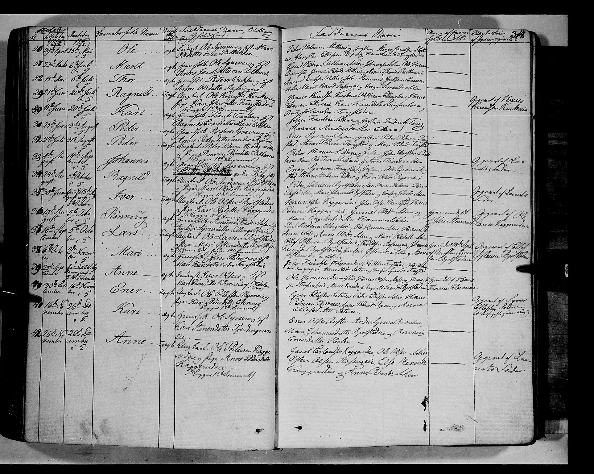 Vågå prestekontor, SAH/PREST-076/H/Ha/Haa/L0005: Parish register (official) no. 5 /2, 1842-1856, p. 314