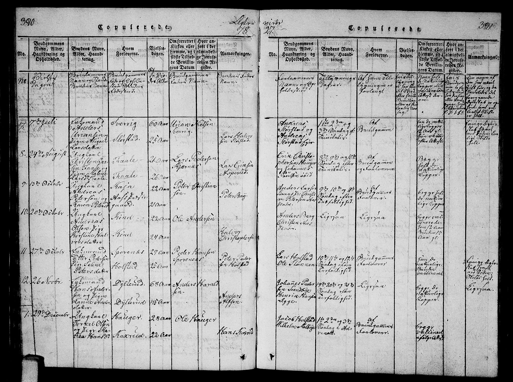 Ås prestekontor Kirkebøker, SAO/A-10894/G/Ga/L0002: Parish register (copy) no. I 2, 1820-1836, p. 390-391