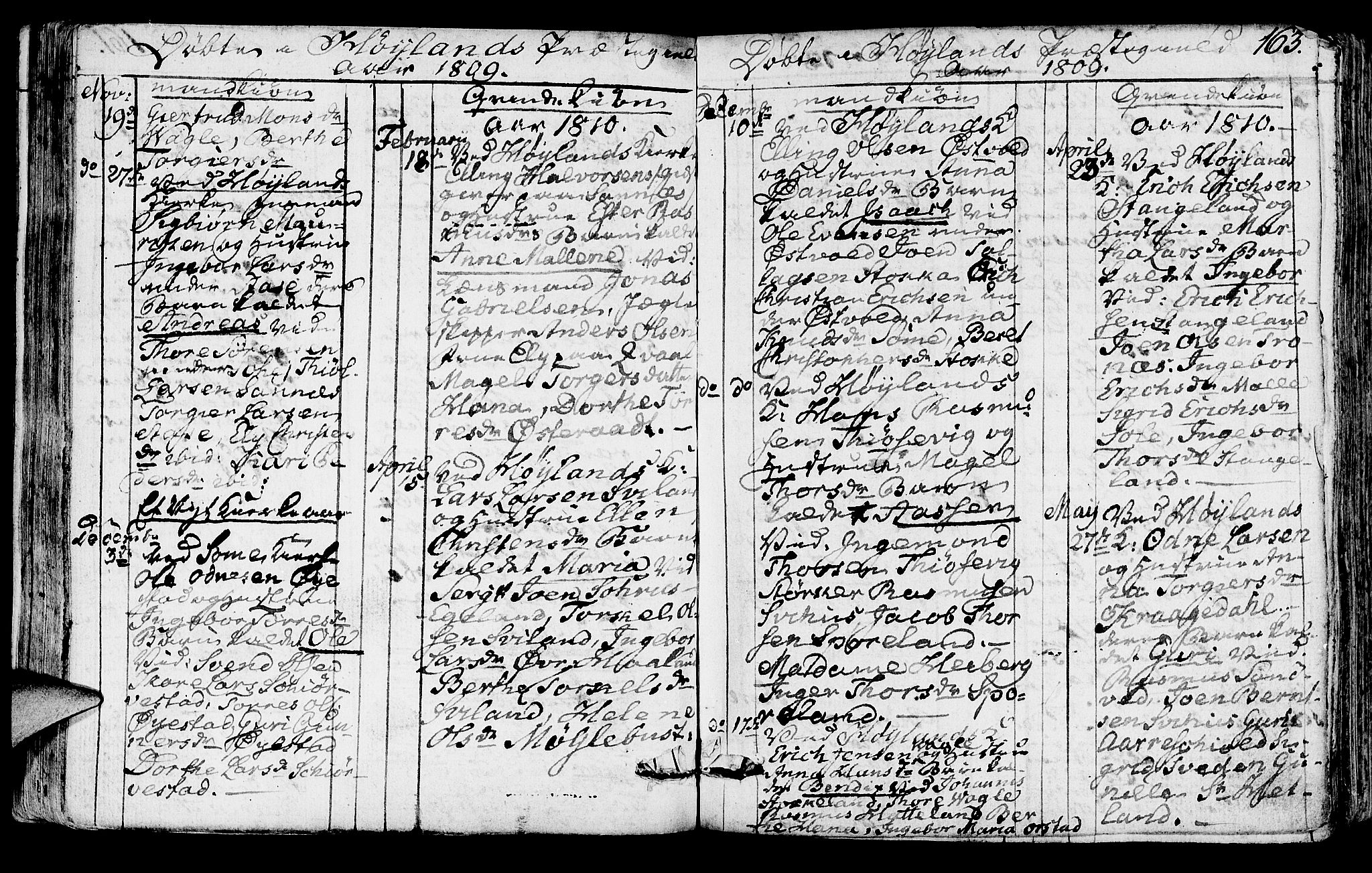 Høyland sokneprestkontor, AV/SAST-A-101799/001/30BA/L0005: Parish register (official) no. A 5, 1804-1815, p. 163