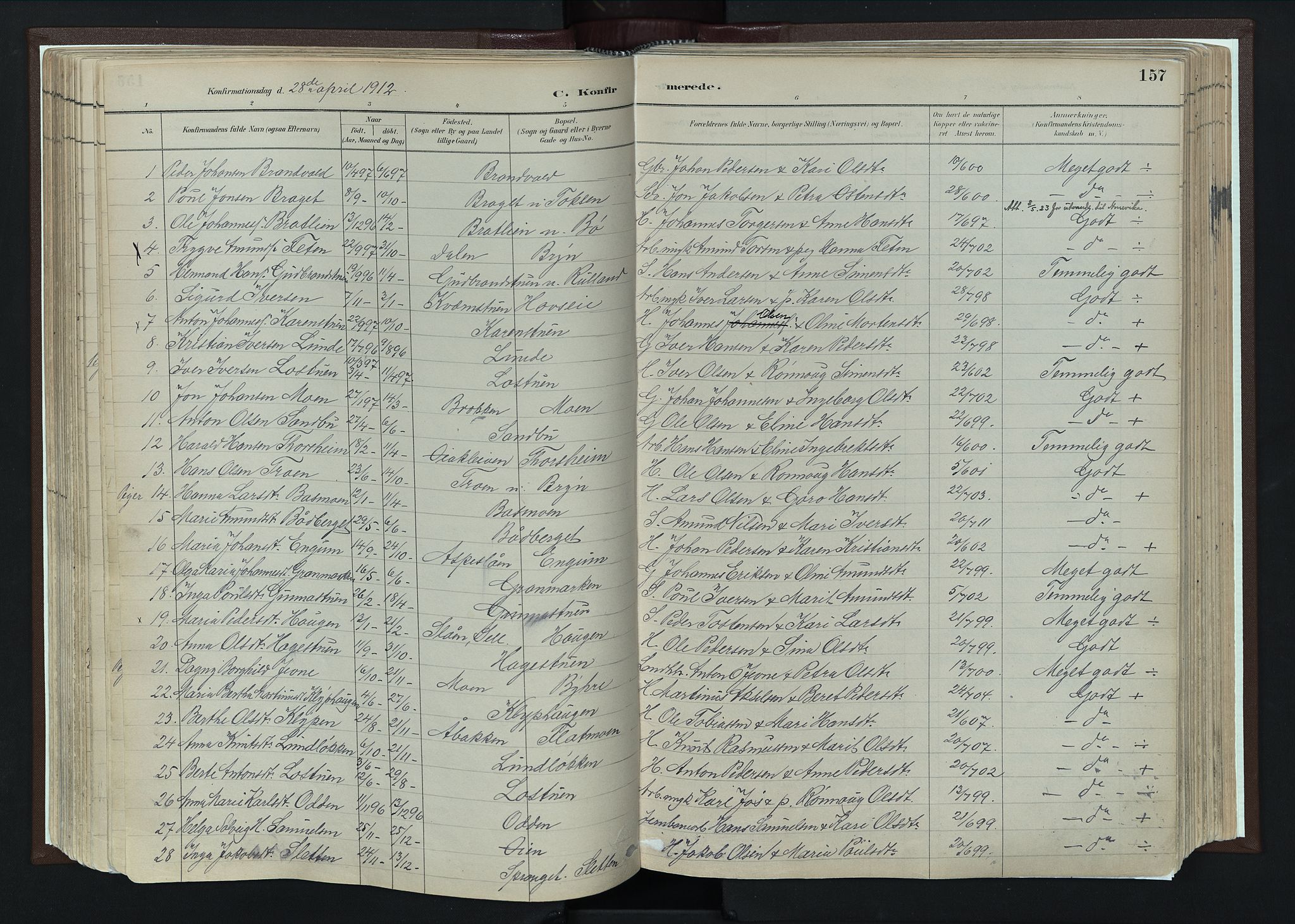 Nord-Fron prestekontor, SAH/PREST-080/H/Ha/Haa/L0004: Parish register (official) no. 4, 1884-1914, p. 157