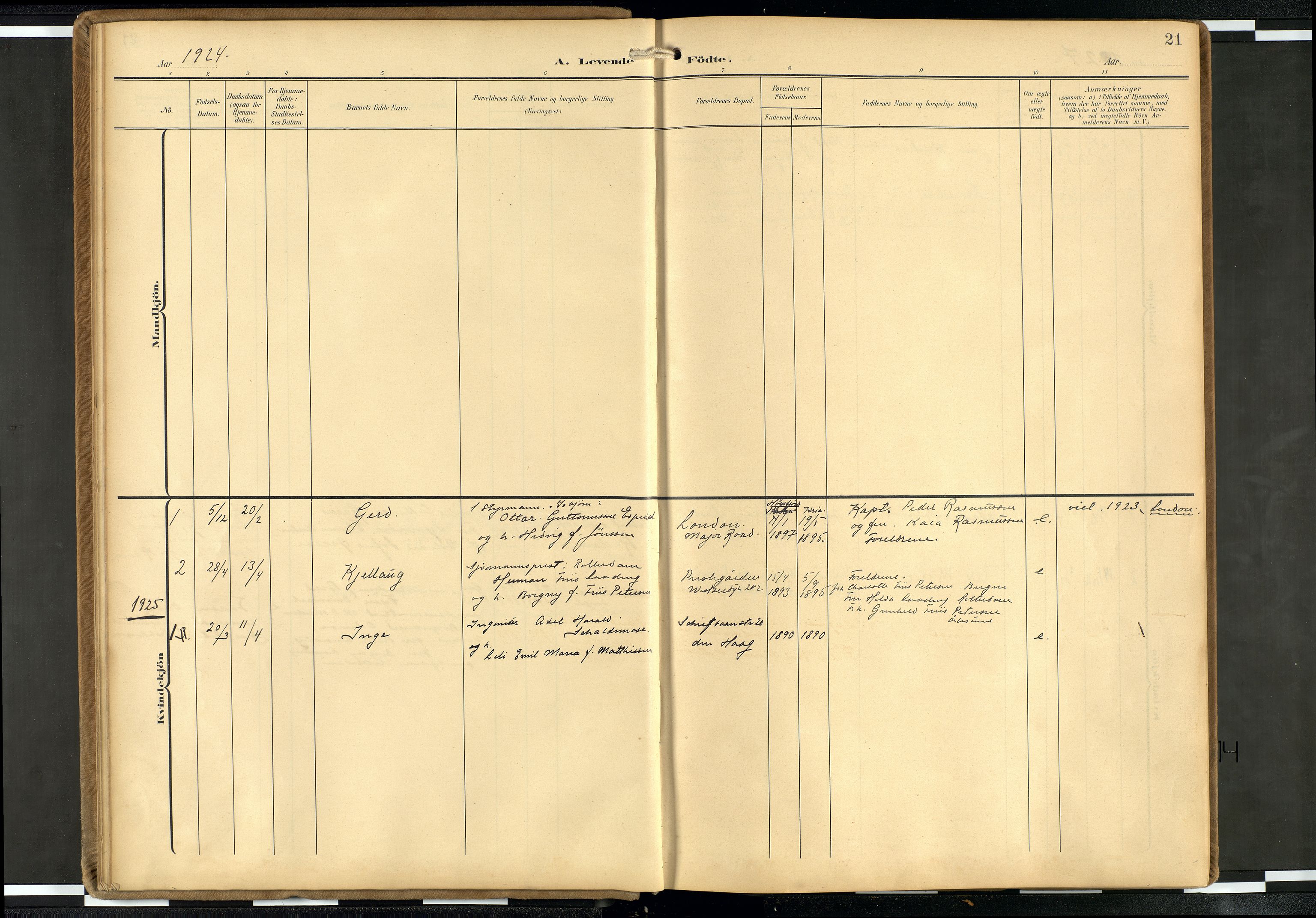 Den norske sjømannsmisjon i utlandet/Hollandske havner (Amsterdam-Rotterdam-Europort), AV/SAB-SAB/PA-0106/H/Ha/Haa/L0003: Parish register (official) no. A 3, 1908-1927, p. 20b-21a