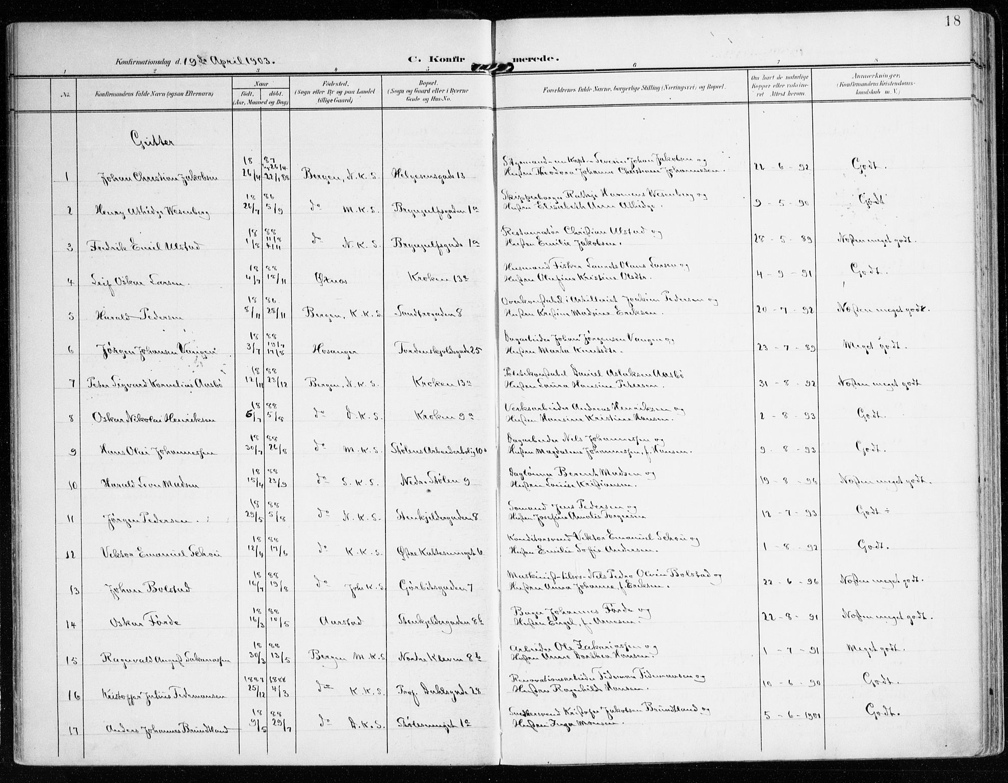 Mariakirken Sokneprestembete, AV/SAB-A-76901/H/Haa/L0014: Parish register (official) no. C 2, 1900-1916, p. 18