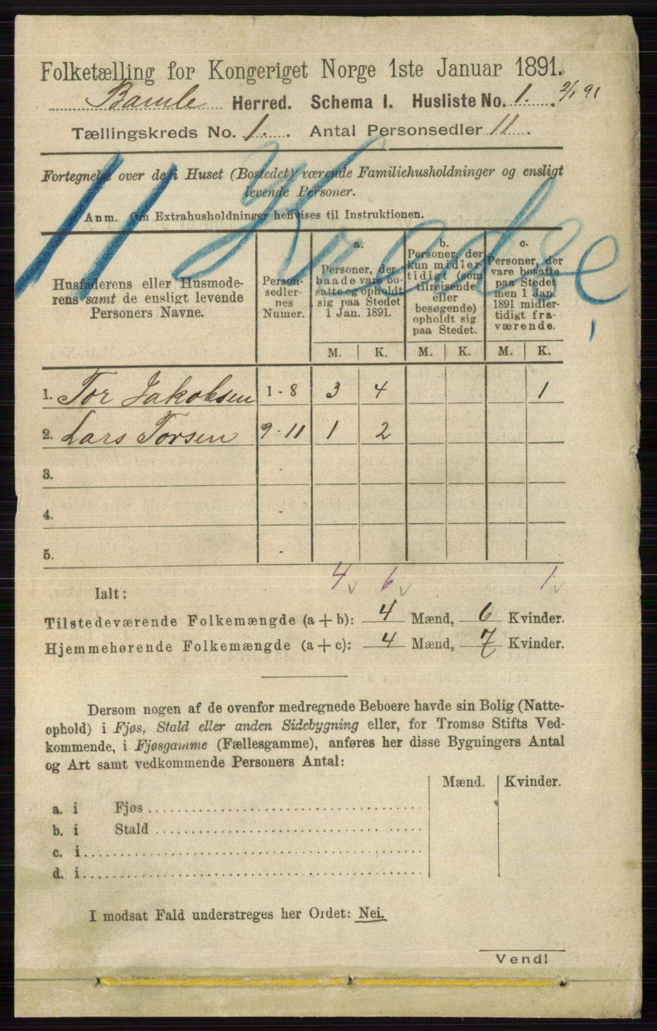 RA, 1891 census for 0814 Bamble, 1891, p. 34