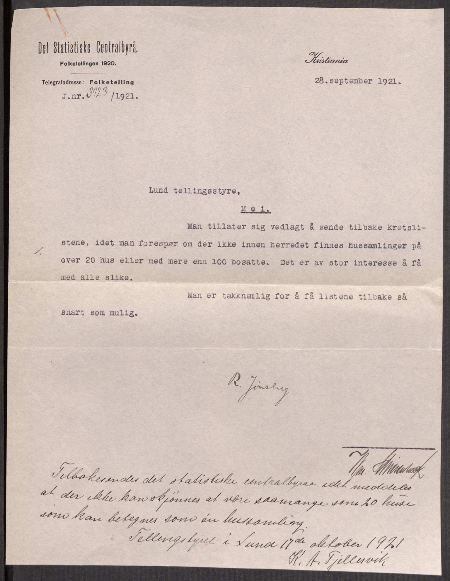 SAST, 1920 census for Lund, 1920, p. 10