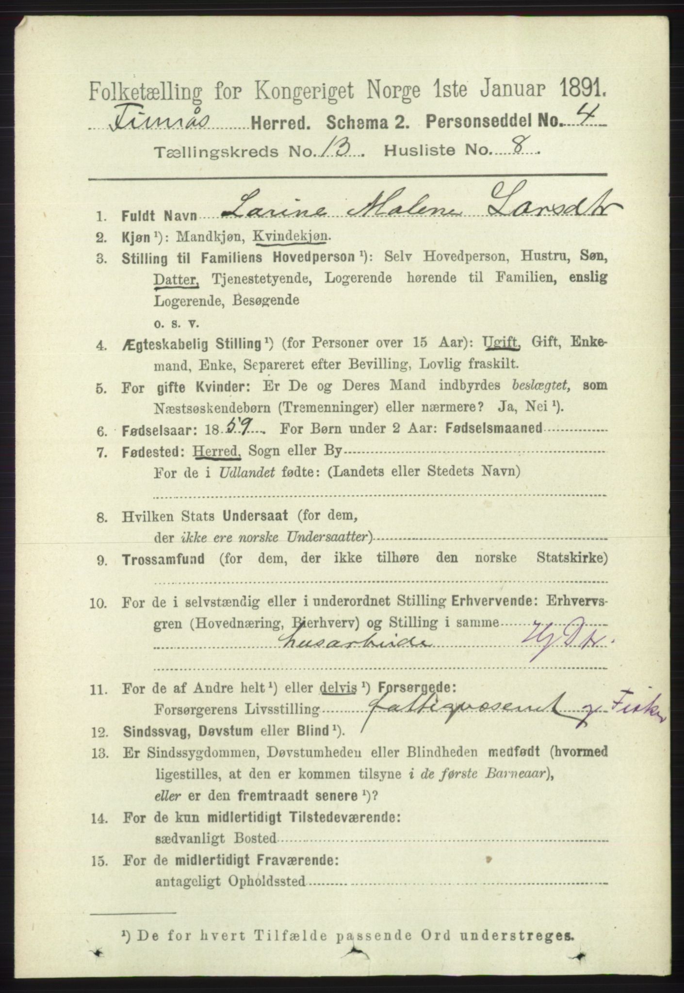 RA, 1891 census for 1218 Finnås, 1891, p. 5644