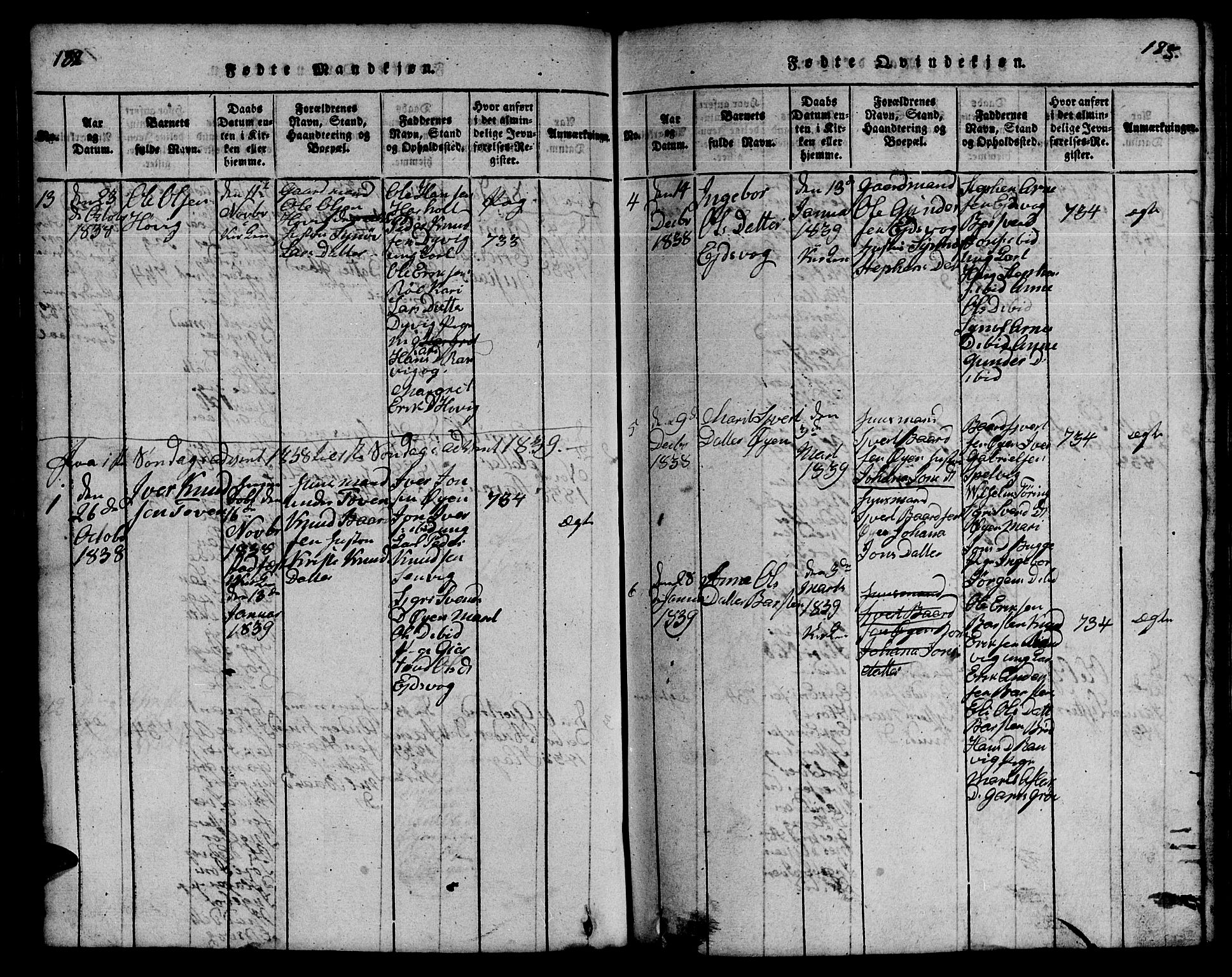 Ministerialprotokoller, klokkerbøker og fødselsregistre - Møre og Romsdal, SAT/A-1454/551/L0629: Parish register (copy) no. 551C01, 1818-1839, p. 182-183