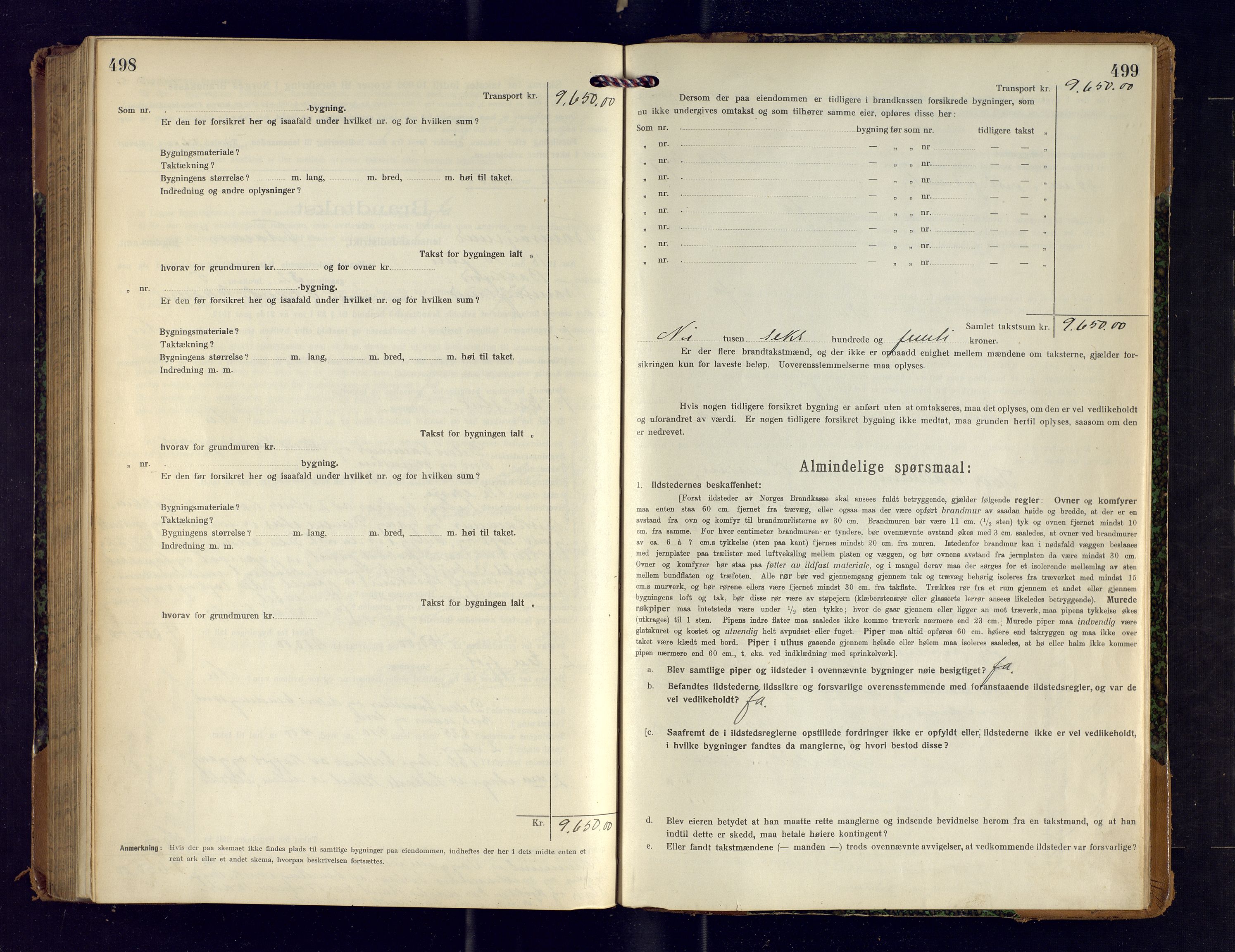 Tromsøysund lensmannskontor, SATØ/SATØ-12/F/Fs/Fsb/L0742: Branntakstprotokoll (S).  Med register, 1916-1918, p. 498-499