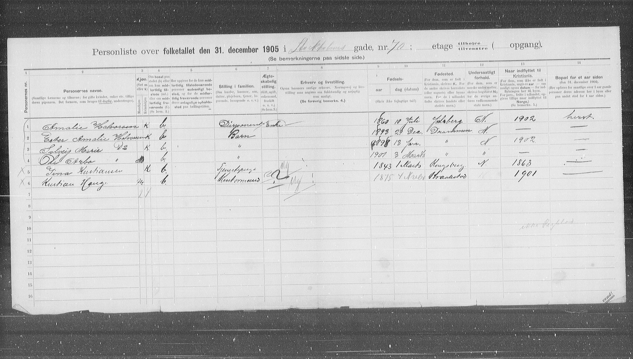 OBA, Municipal Census 1905 for Kristiania, 1905, p. 53624