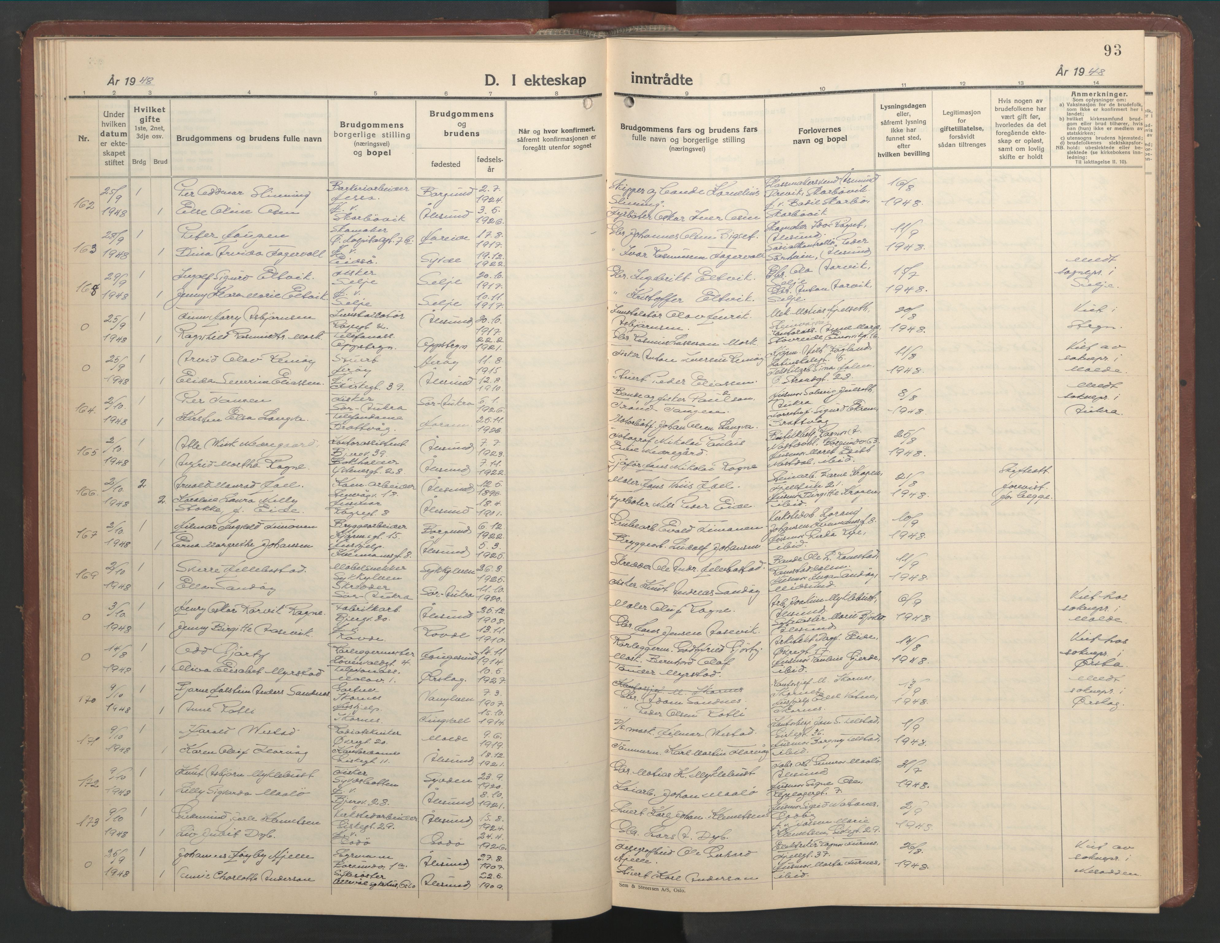 Ministerialprotokoller, klokkerbøker og fødselsregistre - Møre og Romsdal, AV/SAT-A-1454/529/L0479: Parish register (copy) no. 529C16, 1941-1950, p. 93